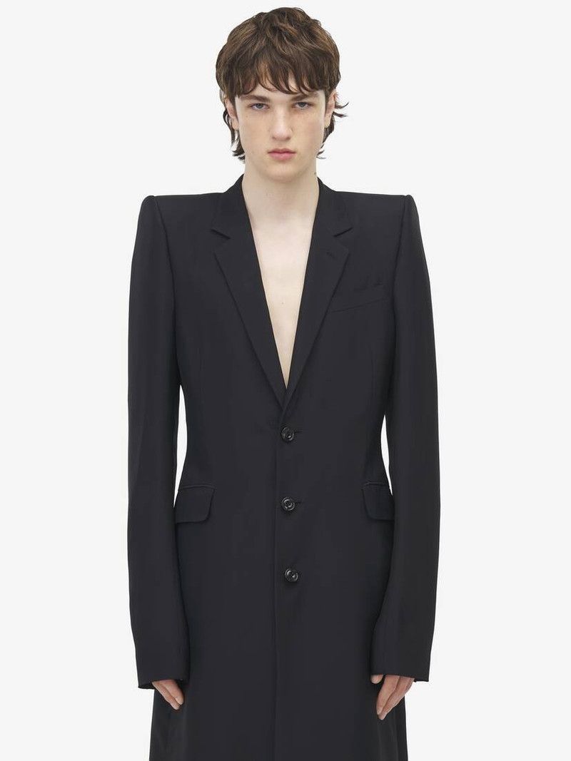 Alexander McQueen o1srvl11e0226 Stacked Shoulder Tailored Coat In Black Size US L / EU 52-54 / 3 - 6 Thumbnail