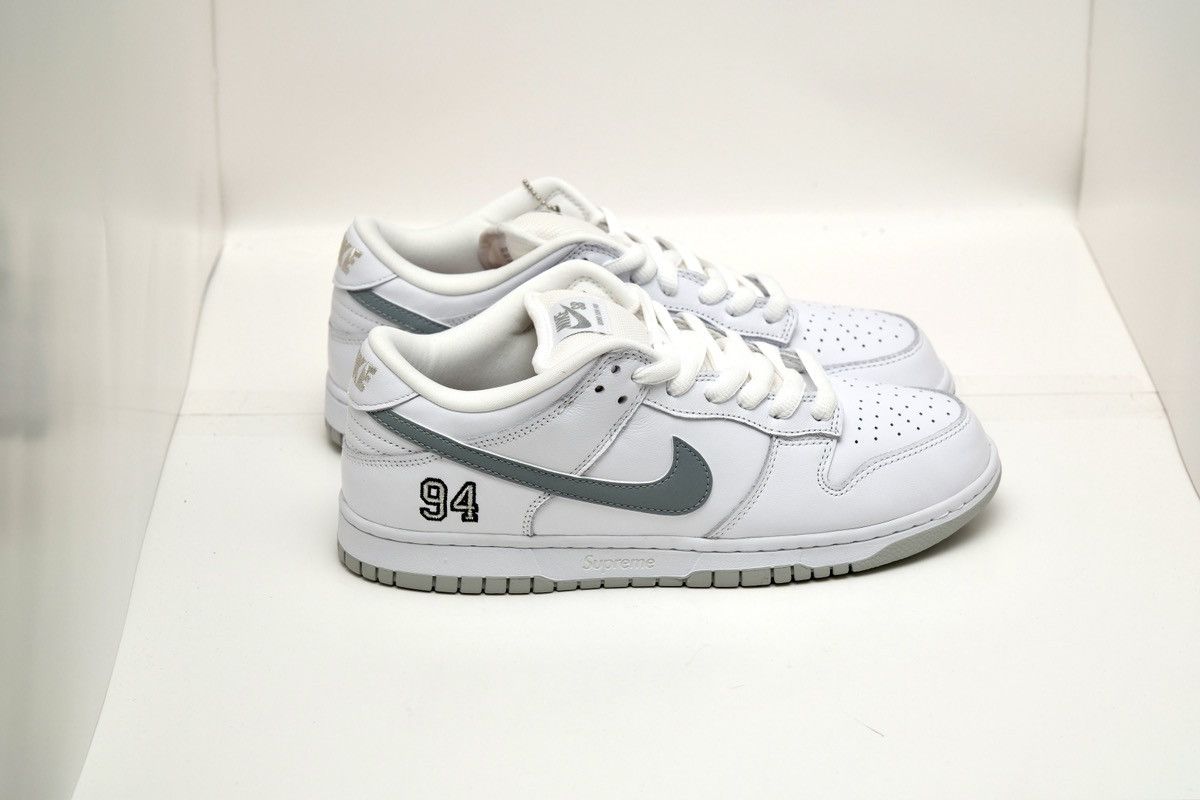 Nike × Supreme SUPREME 94 Nike SB Dunk Low OG QS FW25 White Silver Size US 9 / EU 42 - 3 Thumbnail