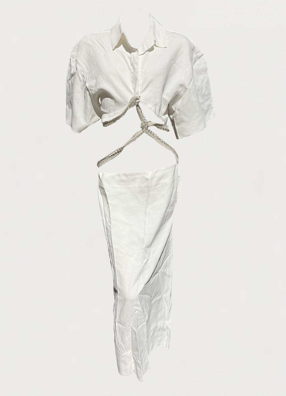 Christopher Esber Beaded Torso Linen Shirt Dress Size S / US 4 / IT 40 - 1 Thumbnail