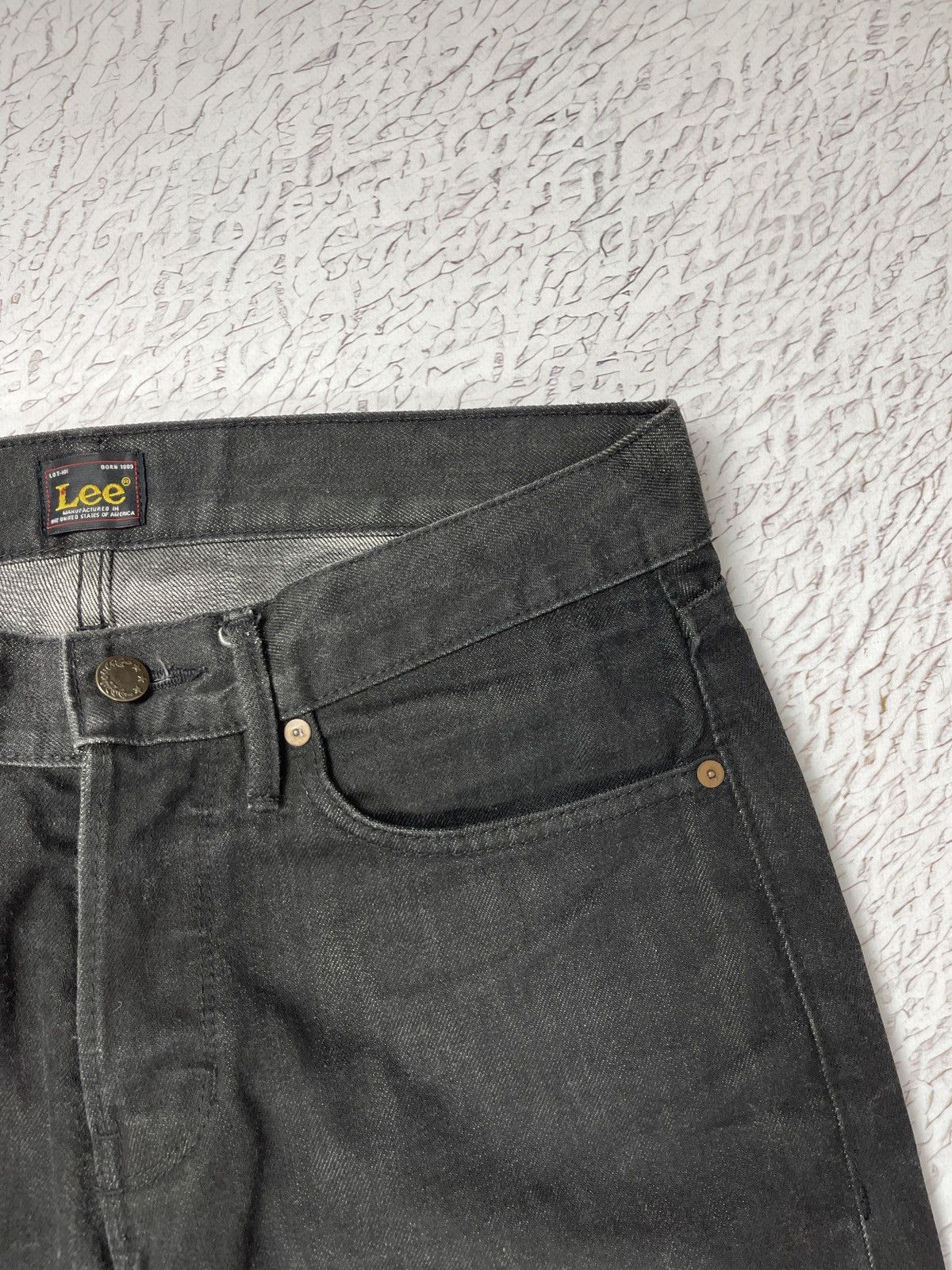 Lee Lee made in USA selvedge graphite black denim jeans Size US 31 - 11 Thumbnail