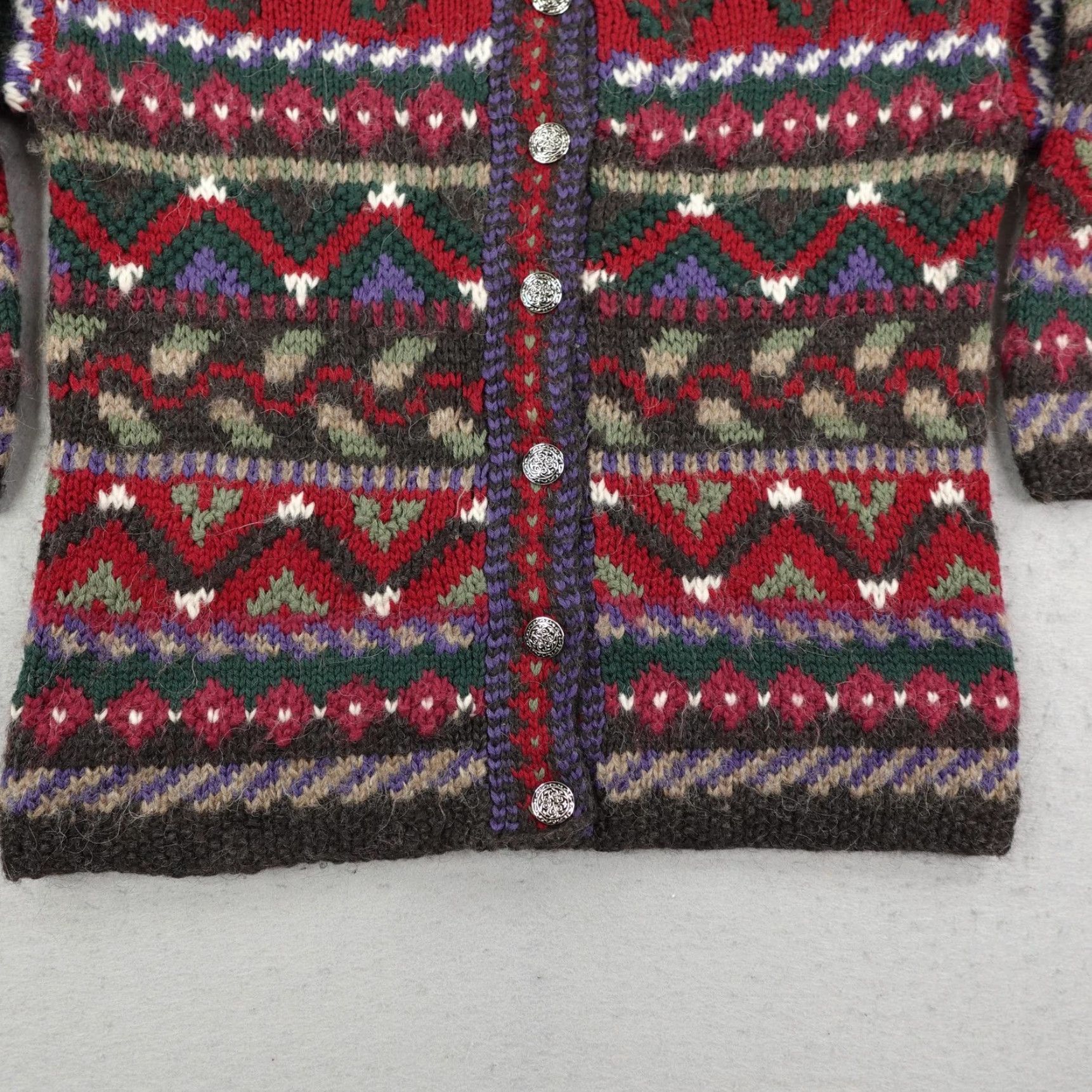 Vintage VINTAGE Icelandic Design Sweater Cardigan Womens S Red Wool Fair Isle 90s Size S / US 4 / IT 40 - 3 Thumbnail