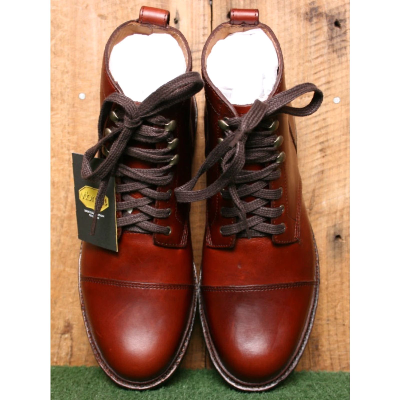 J.Crew J.CREW Kenton Burgundy Pull Up Leather Cap Toe Ankle Boots Sz 7.5 Leather Upper Combat Style Men’s Boots Lace Up Size ONE SIZE - 4 Thumbnail
