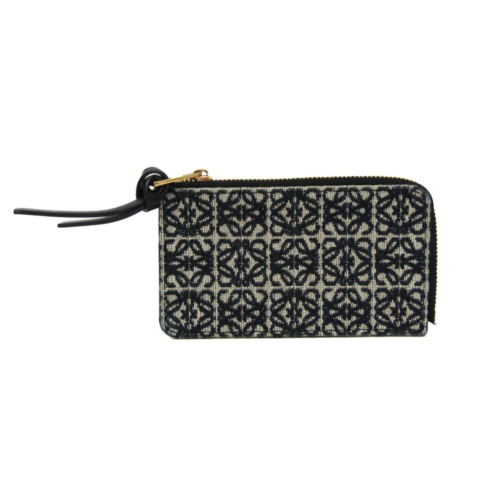 Loewe Anagram Coin Card Holder C604Z40X02 Women's LeatherCotton Canvas Coin Purse/coin Case BlackLight Beige