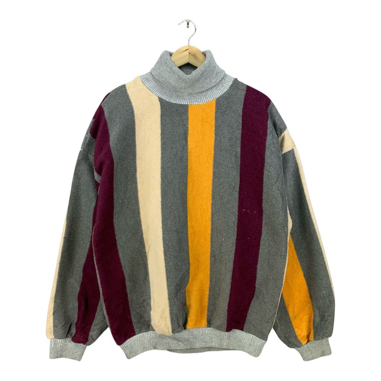 Japanese Brand Retro Colour Block Striped Turtleneck Coogi Style Sweater Size US XL / EU 56 / 4 - 1 Thumbnail