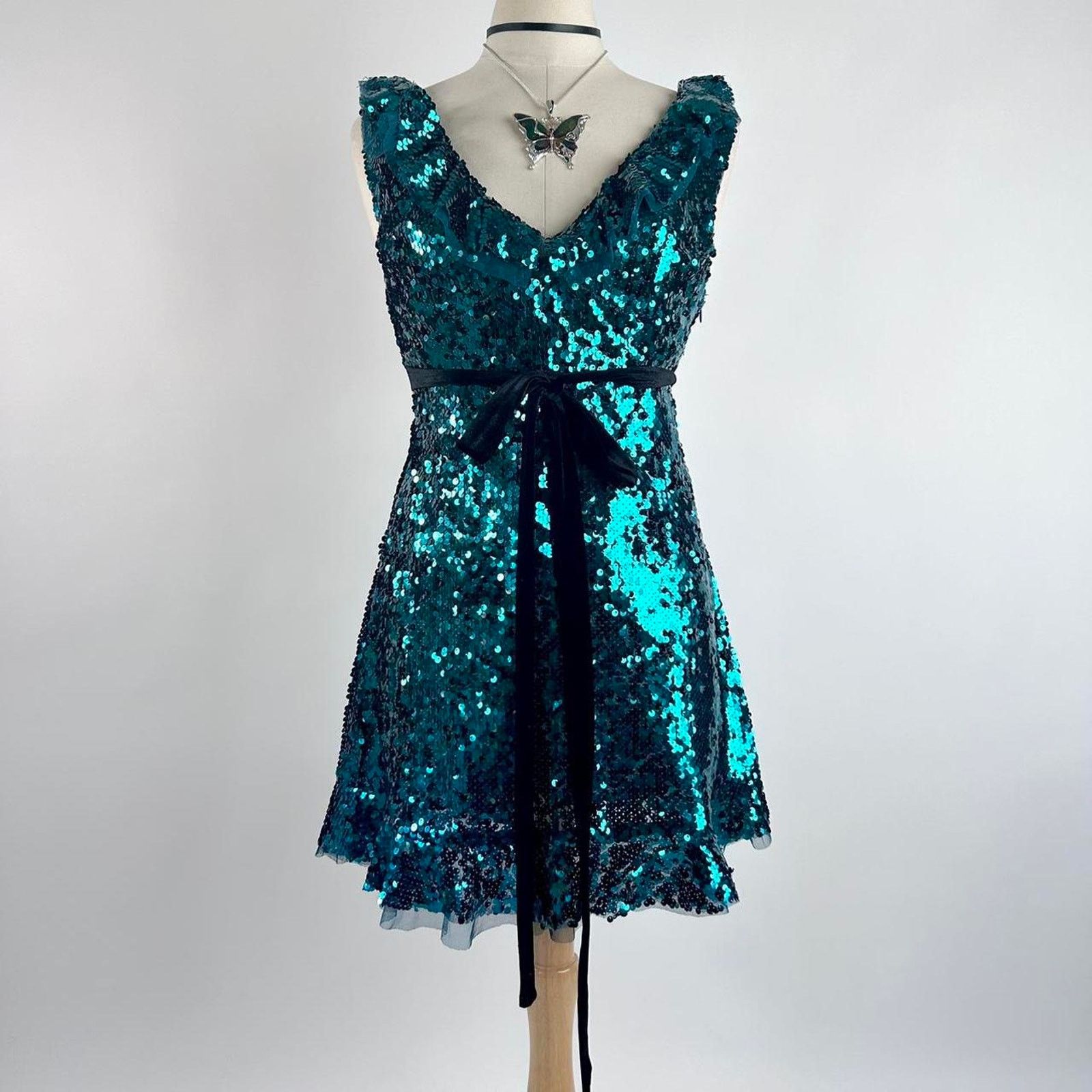 Free People Free People Golden Sequin Sheer Mesh Shift Dress | Grailed
