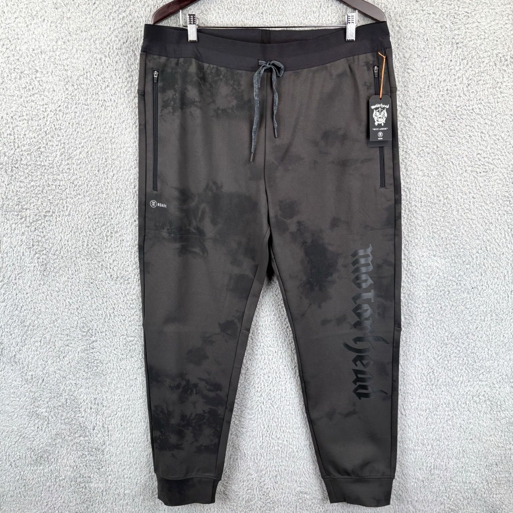 Roark Roark Pants Mens 2XL Black Motorhead El Morro Fleece Pants Zip Pocket Tapered Jogger Logo 2XL Black Mens REGULAR Size US 39 - 2 Thumbnail