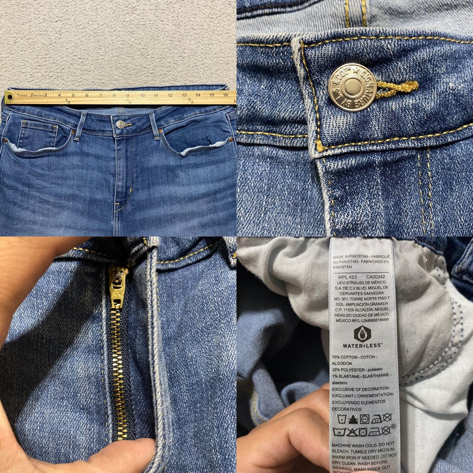 Levi's Levi's Signature Jeans Blue Denim Medium Wash 16 Regular 5-Pocket Straight Mid Rise Womens Jeans Size 38" / US 16 / IT 52 - 8 Thumbnail