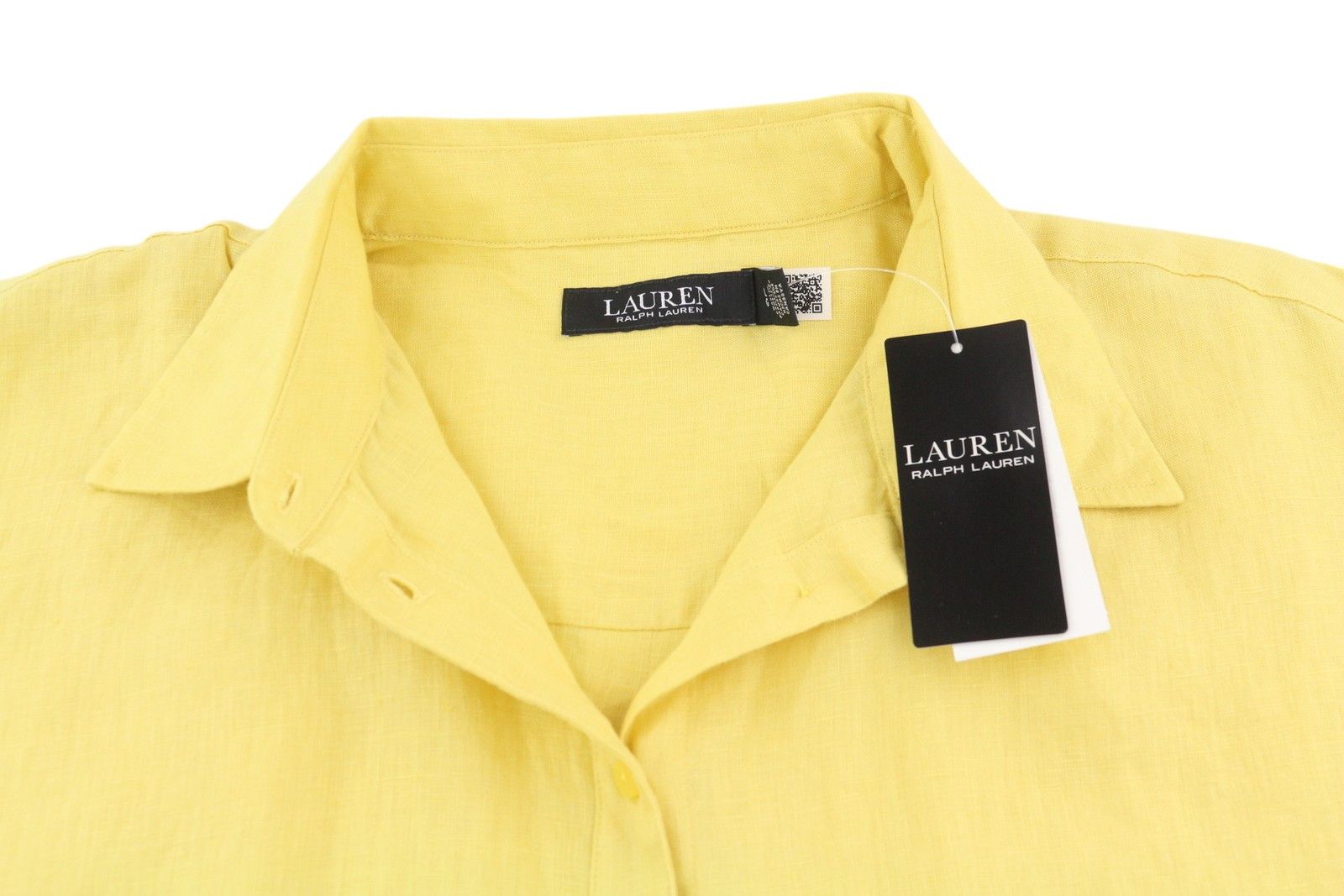 Lauren Ralph Lauren L Yellow Linen Buttoned Spread Shirt 84693 Size L / US 10 / IT 46 - 4 Thumbnail
