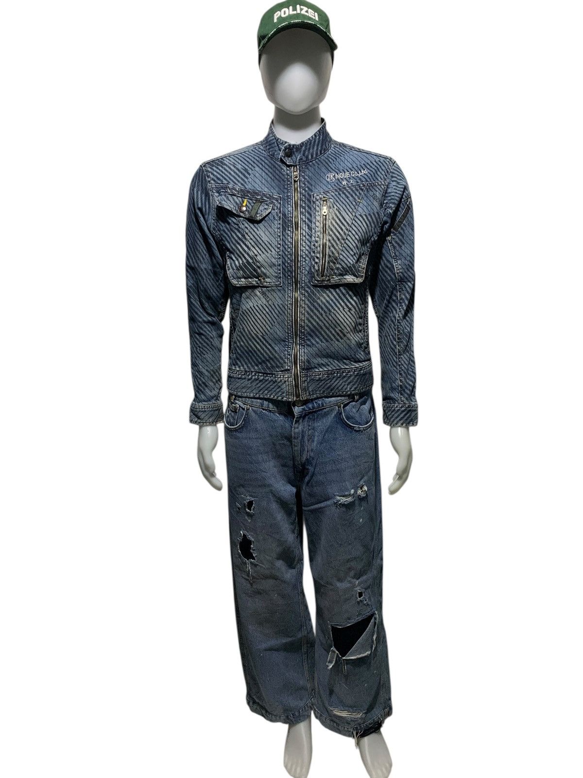 If Six Was Nine × Japanese Brand × Le Grande Bleu (L.G.B.) Vintage Tora by Toraichi striped biker denim jacket Size US M / EU 48-50 / 2 - 24 Thumbnail
