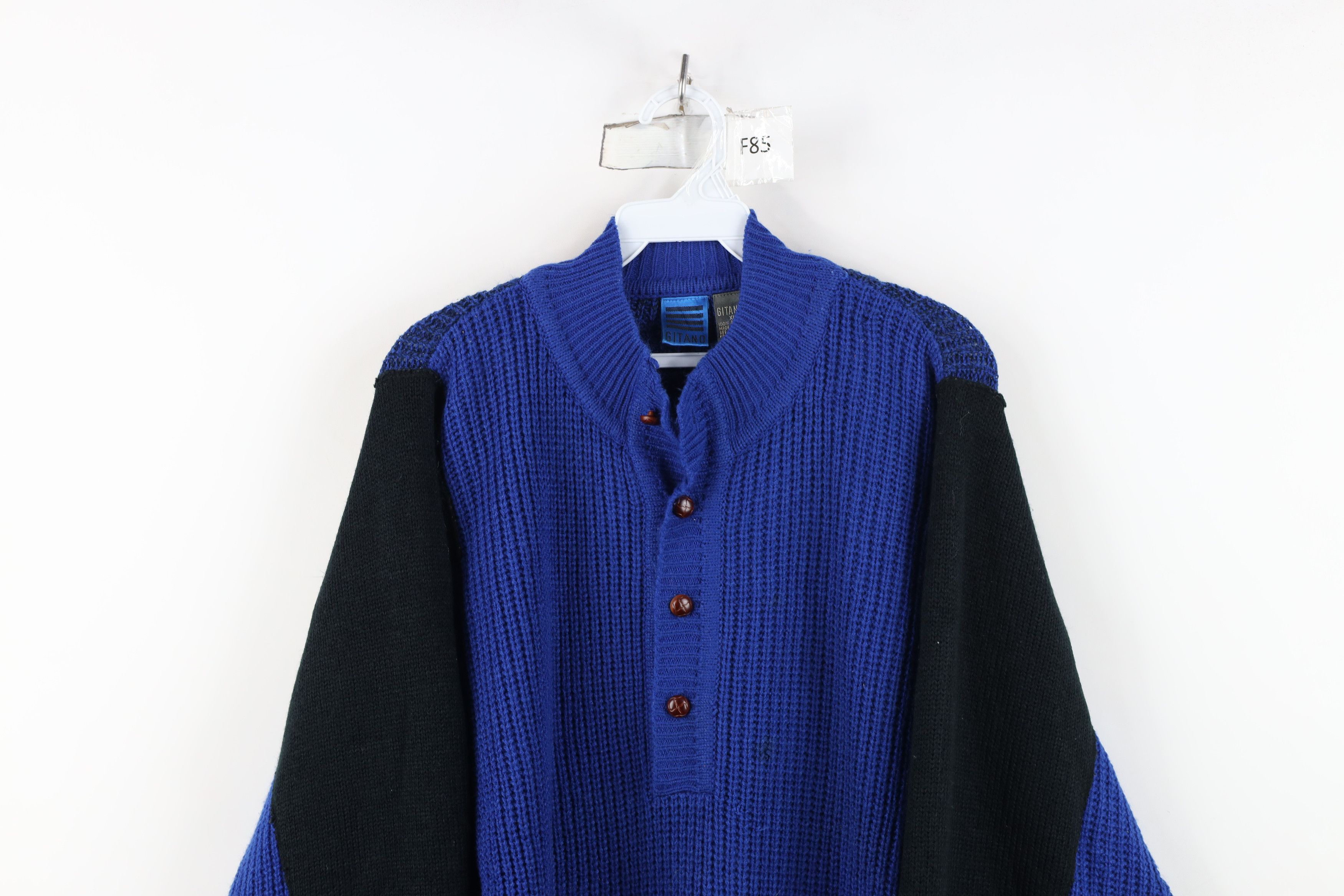 Vintage Vintage 90s Streetwear Chunky Ribbed Knit Henley Sweater Size US XL / EU 56 / 4 - 2 Thumbnail