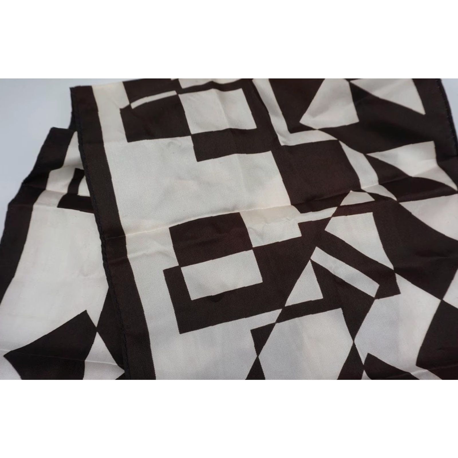 Vintage Vintage Womens Scarf 1960s Brown White Geometric Acetate Made in Japan Size ONE SIZE - 4 Thumbnail