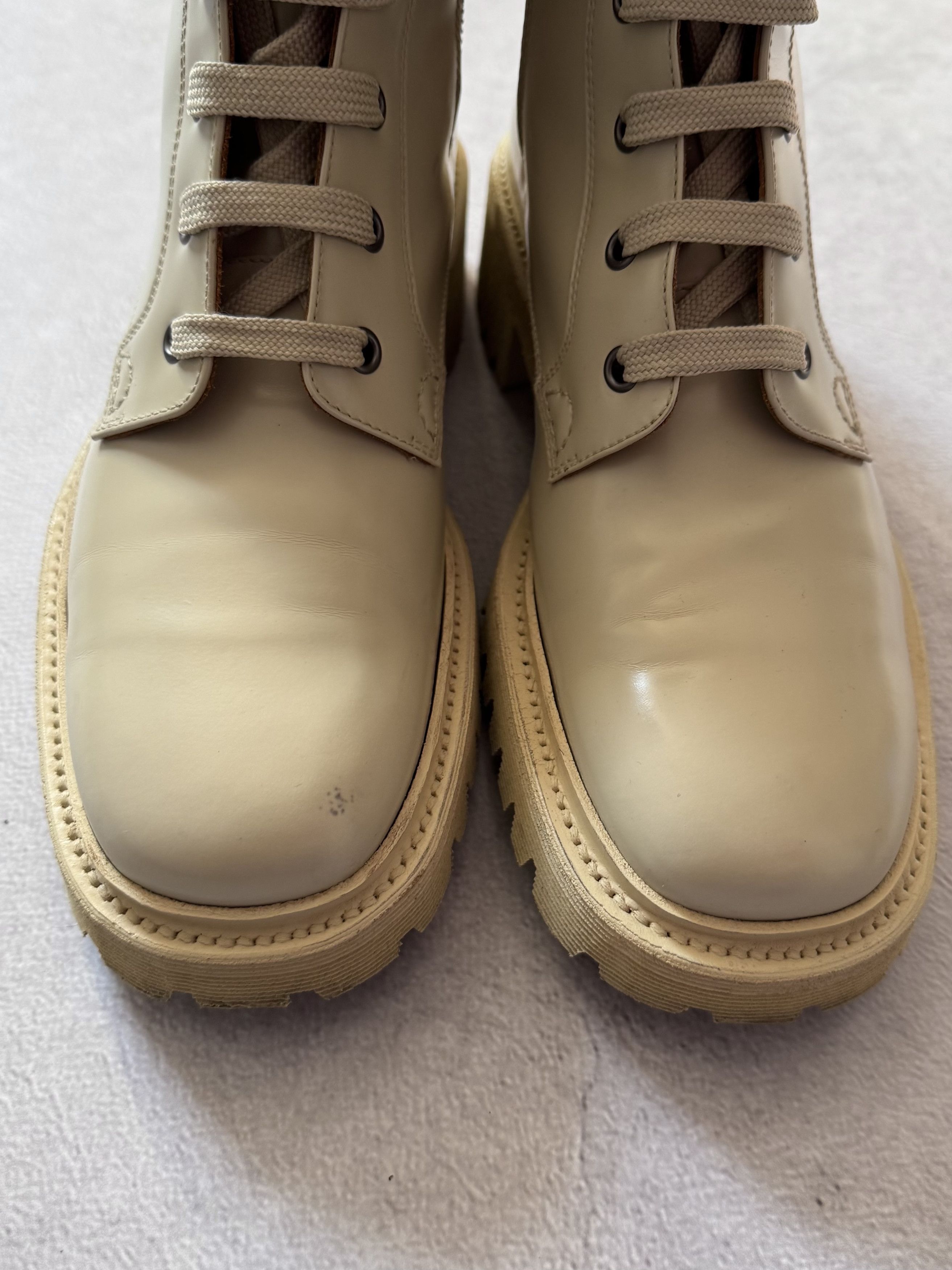 Church's Church's Gwyneth Leather Ankle Combat Boots Beige Size US 10 / IT 40 - 9 Thumbnail