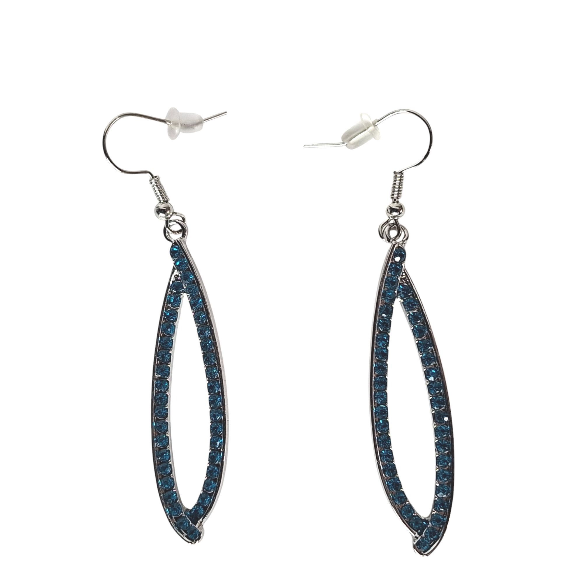 Other Blue Rhinestone Marquise Drop Earrings Silver Tone Sparkly Y Size ONE SIZE - 1 Thumbnail