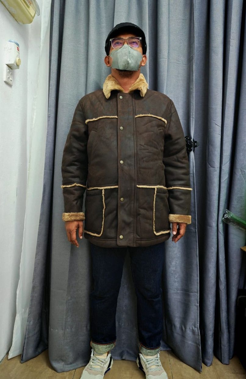 Kenzo Golf Shearling Bomber Leather Jacket