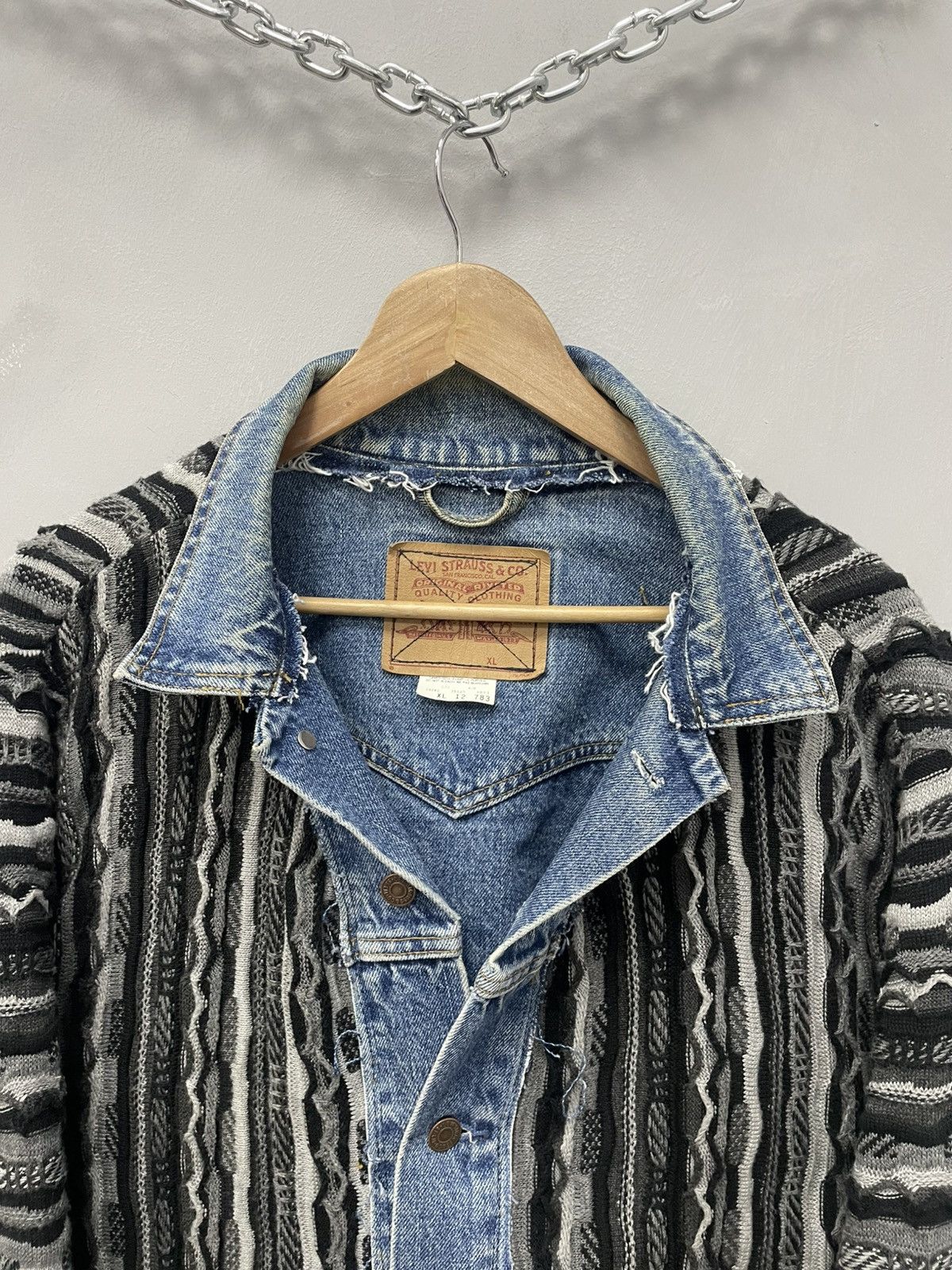 Coogi × Levi's Vintage Clothing RARE LEVIS 1of1 COOGI SWEATER REWORKED REVESIBLE JACKET Size US L / EU 52-54 / 3 - 6 Thumbnail