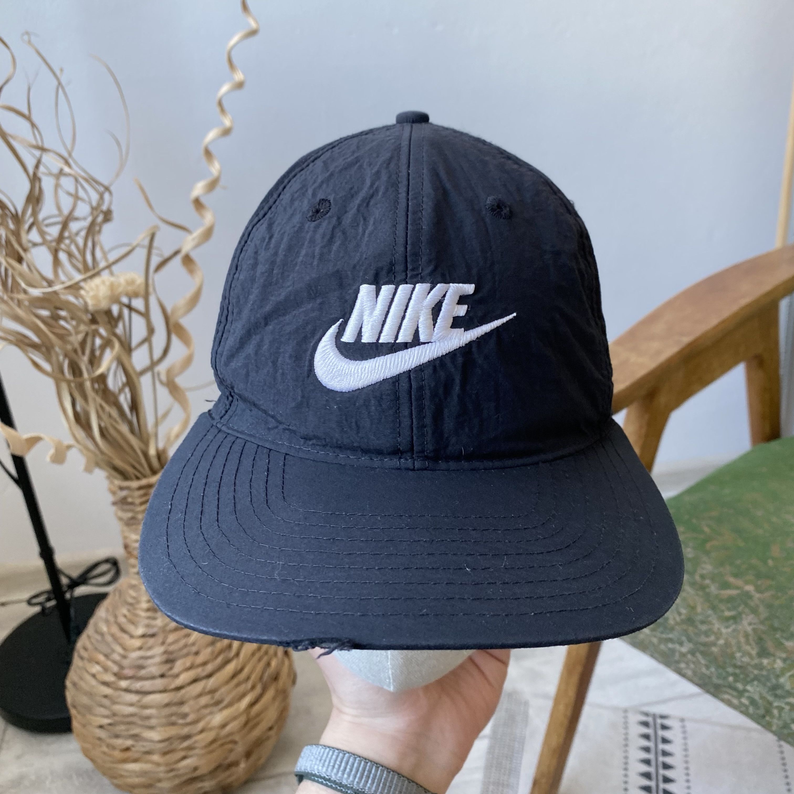 Nike 🖤 Vintage 80-90s Nike Nylon cap Big logo swoosh Dad hat Size ONE SIZE - 4 Thumbnail