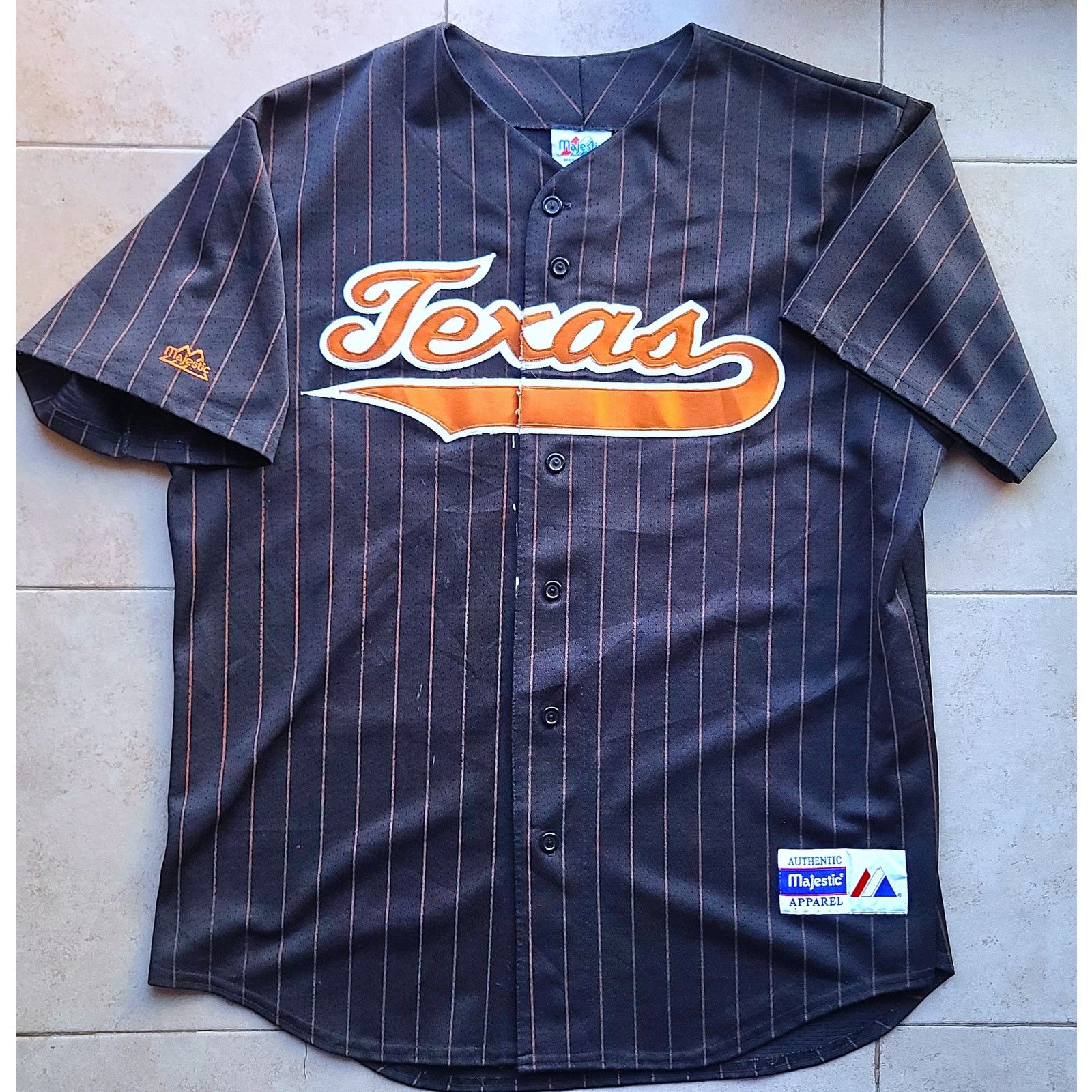 Majestic × NCAA Texas Longhorns 90s baseball Pinstripe jersey L NCAA vintage Size US L / EU 52-54 / 3 - 1 Thumbnail