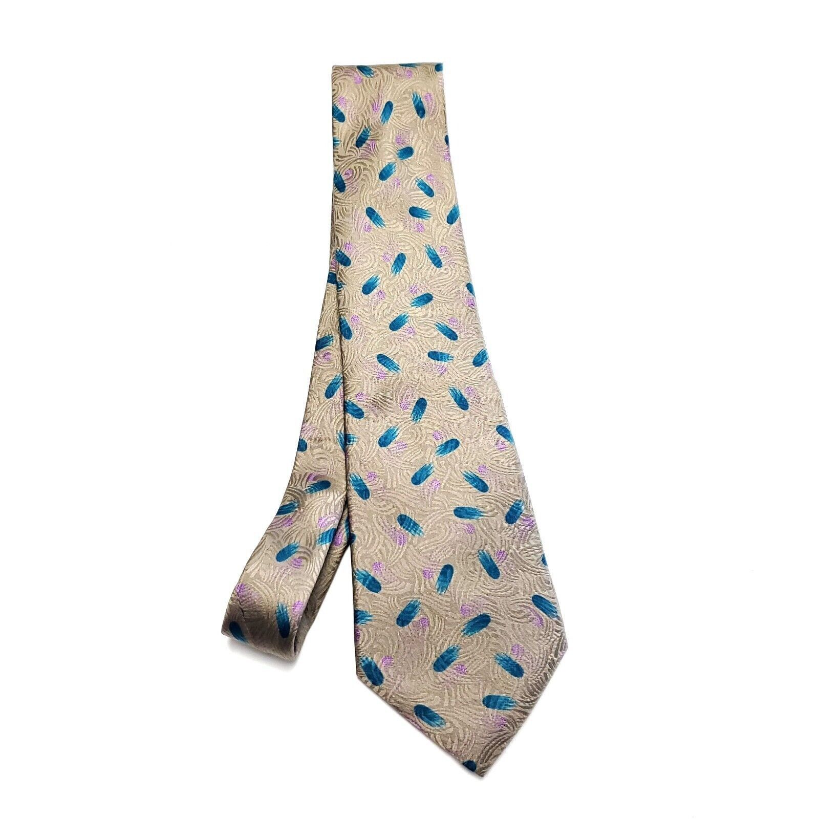 Vintage Richel Beige Silk Tie Woven Geometric Size ONE SIZE - 6 Thumbnail