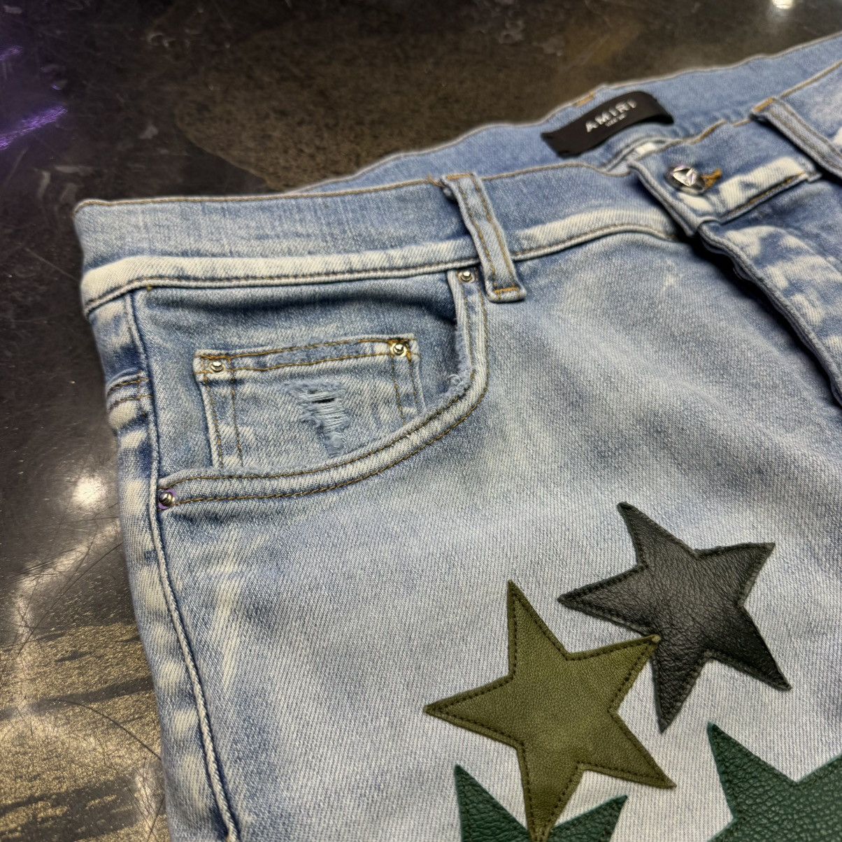 Amiri Amiri Chemist Leather Star Patch Jeans Light Indigo Size US 34 / EU 50 - 6 Thumbnail