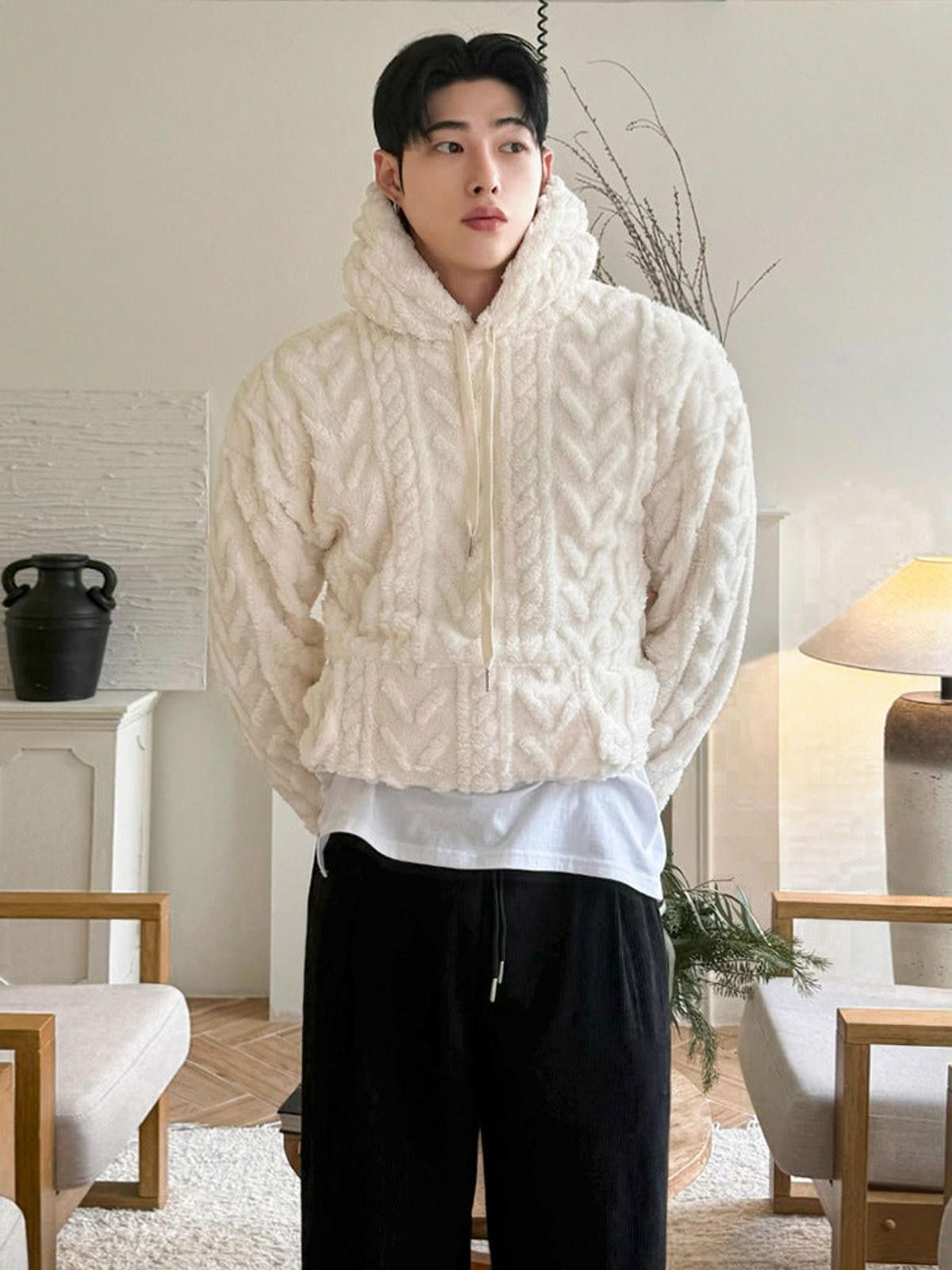 Vintage Textured Fleece Hooded Jacket, Cozy Outerwear Size US M / EU 48-50 / 2 - 2 Thumbnail