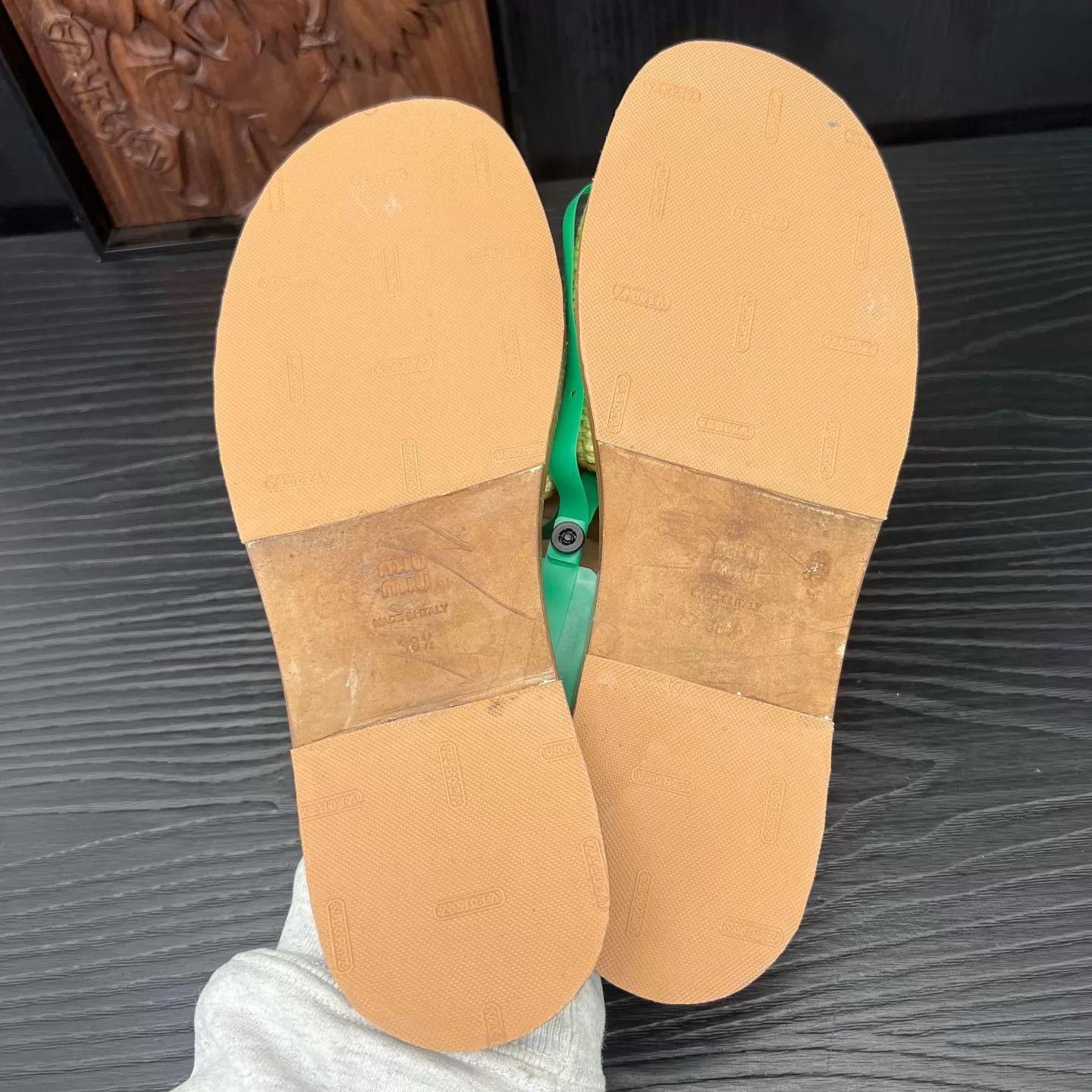 Miu Miu MIU MIU Off-White Brown Woven Slippers 38.5 Box New Size US 8 / IT 38 - 6 Thumbnail