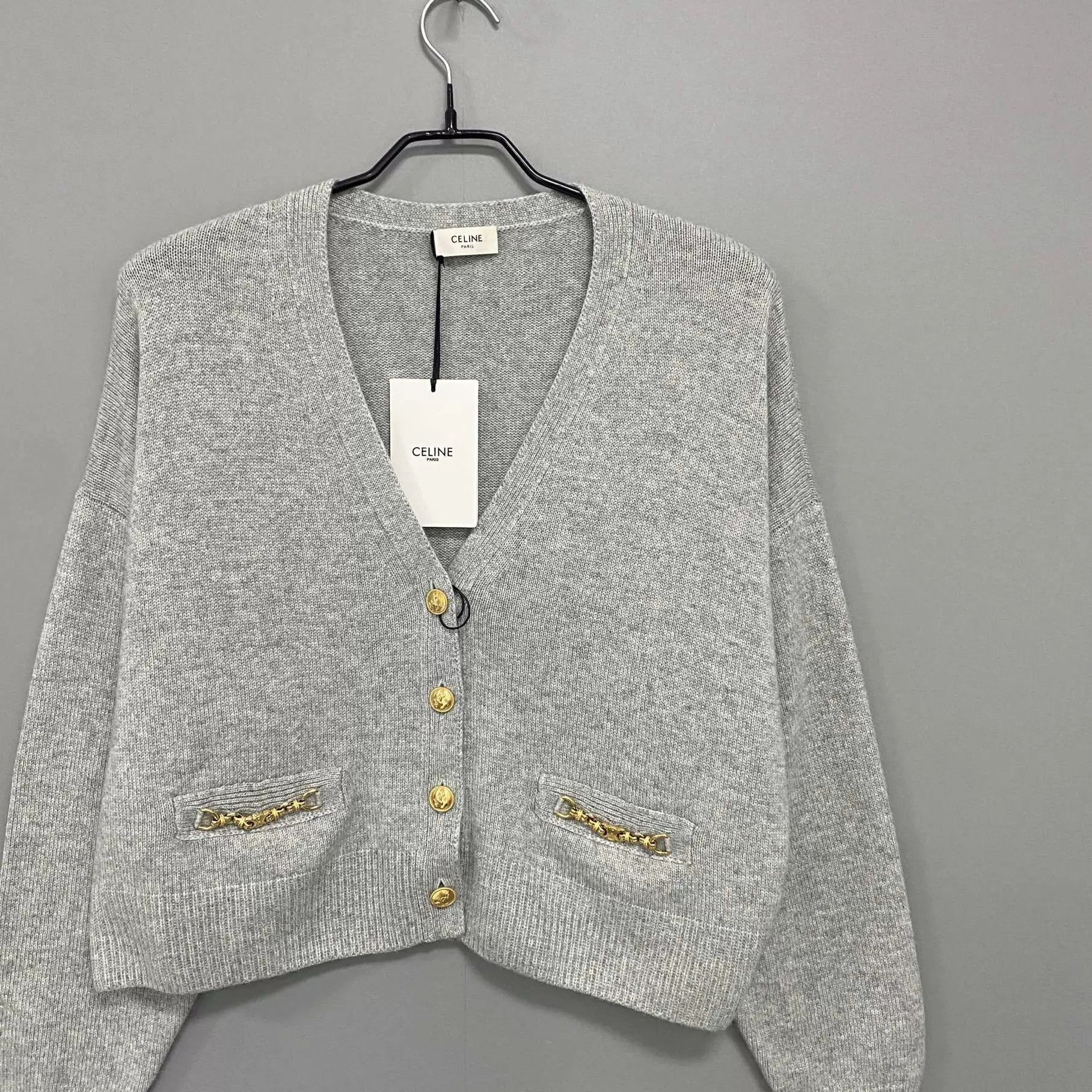 Celine Celine Triomphe Gold Button Cashmere Cardi S New Size S / US 4 / IT 40 - 2 Thumbnail