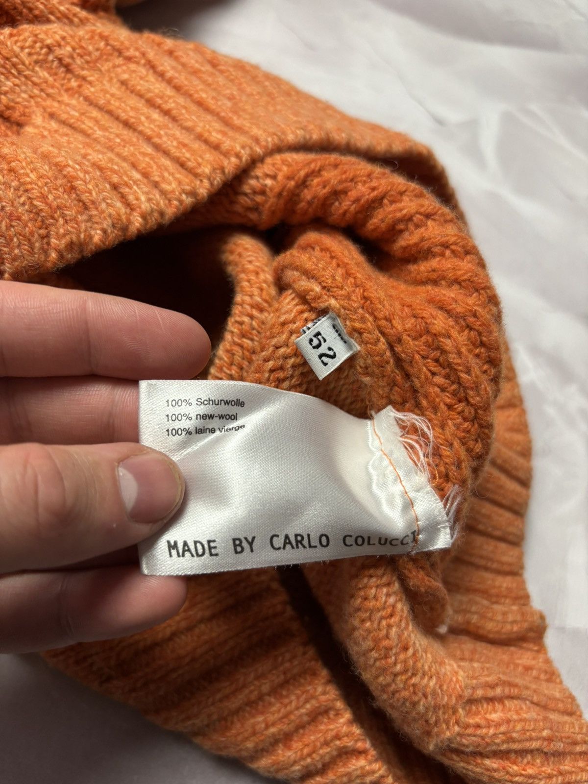 Carlo Colucci Carlo Colucci Sweater Cable Knit Wool Vintage Orange Mens 52 Size US L / EU 52-54 / 3 - 9 Thumbnail