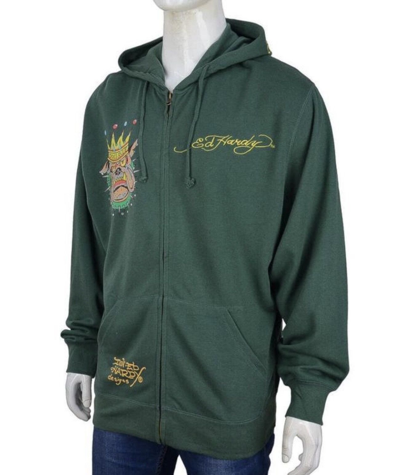 Ed Hardy × Vintage Vintage Ed Hardy green hoodie big logo dog size XL , XXL Size US XL / EU 56 / 4 - 2 Thumbnail