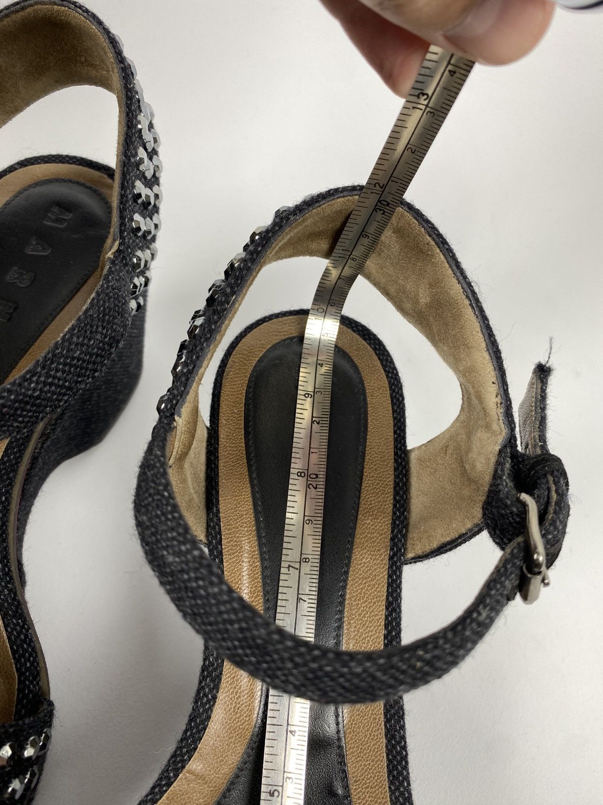 Marni Marni Studded Denim Ankle Strap Wedge Sandals size 39 Size US 9 / IT 39 - 10 Thumbnail