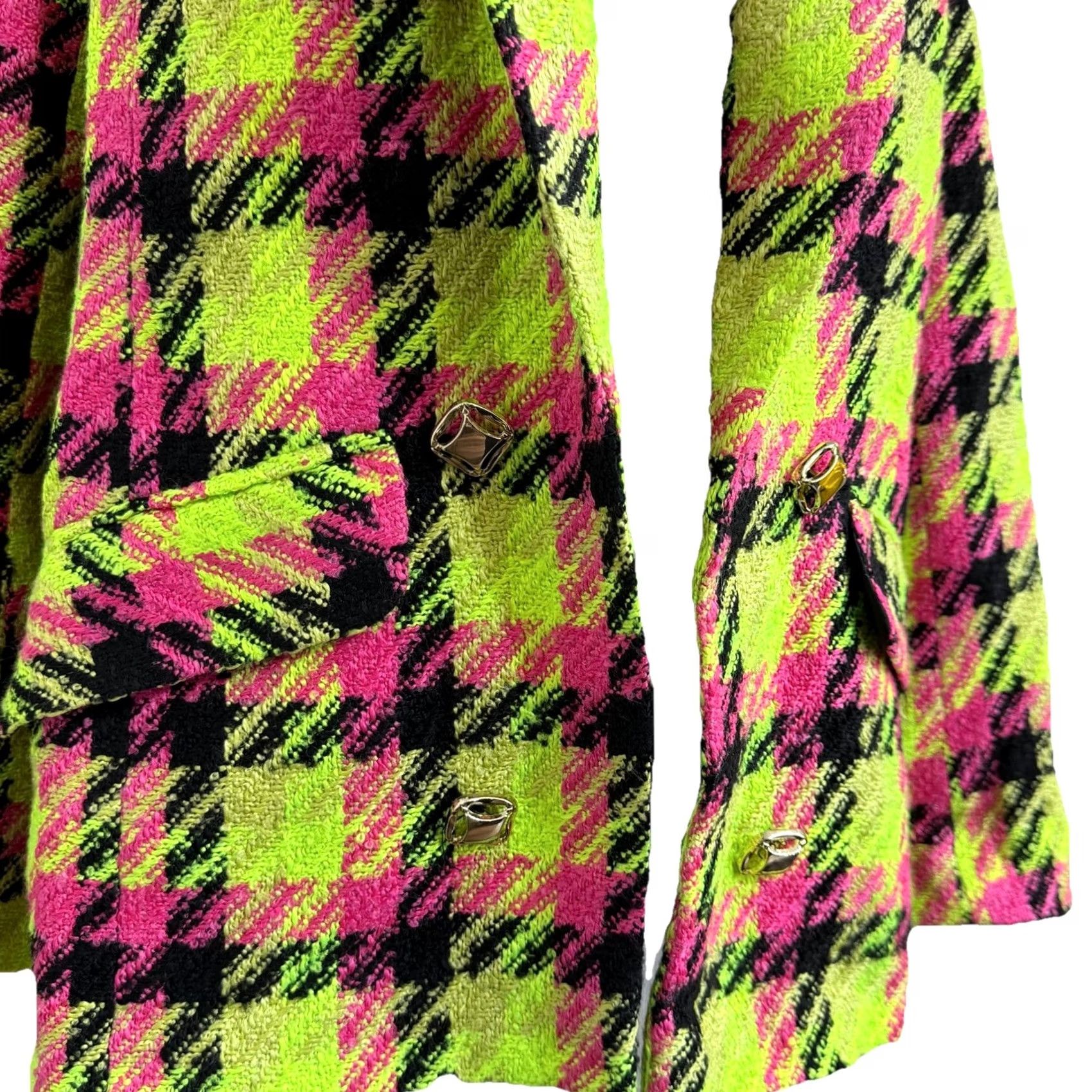 River Island River Island Blazer Neon Lime Pink Black Check Boucle Ladies UK 12 US 8 Plus Size Size XL / US 12-14 / IT 48-50 - 2 Thumbnail
