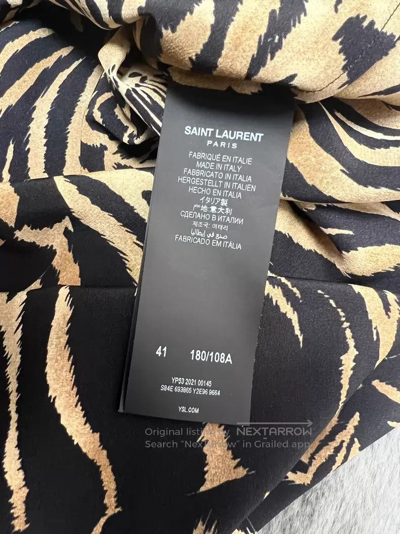 Saint Laurent Paris Saint Laurent Paris size 41 Tiger-Print Full-Print Silk Shi Size US M / EU 48-50 / 2 - 5 Thumbnail