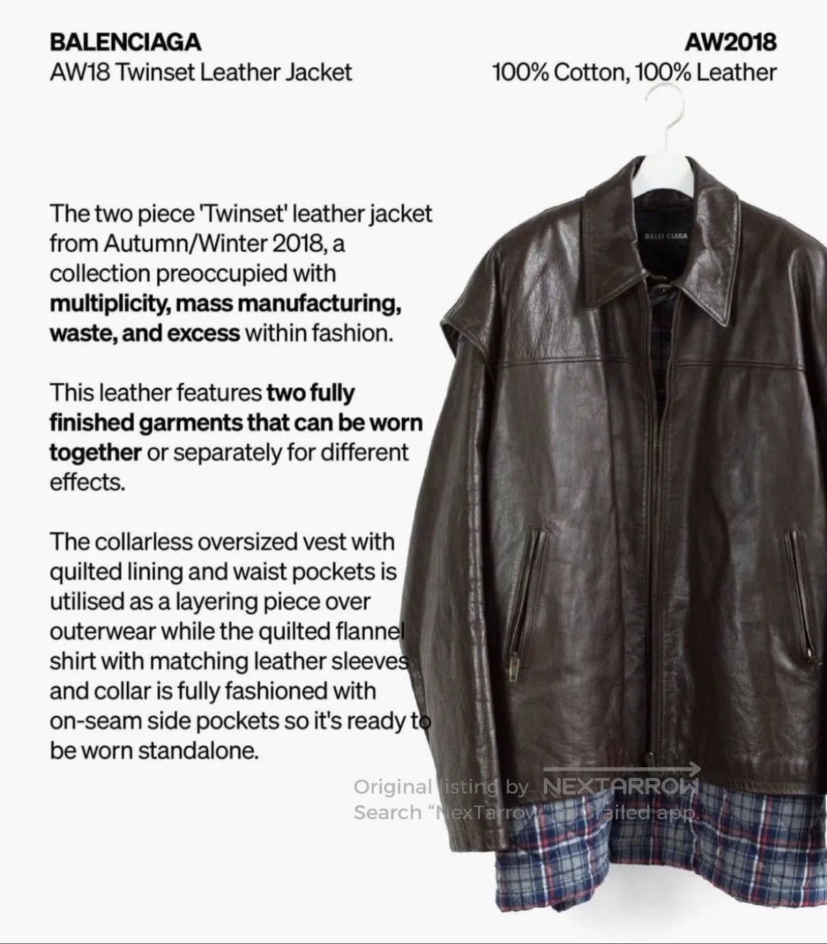 Balenciaga Brown Leather Jacket with Plaid Lining. Size US S / EU 44-46 / 1 - 8 Thumbnail