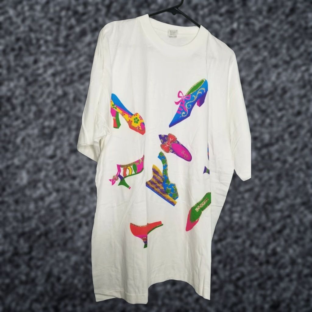 Vintage Vtg 80s Pro Ace Glitter T-Shirt XL Mens White Cotton Short Sleeve Crew Neck Graphic Print 1990s? Wait. Size US XL / EU 56 / 4 - 1 Thumbnail