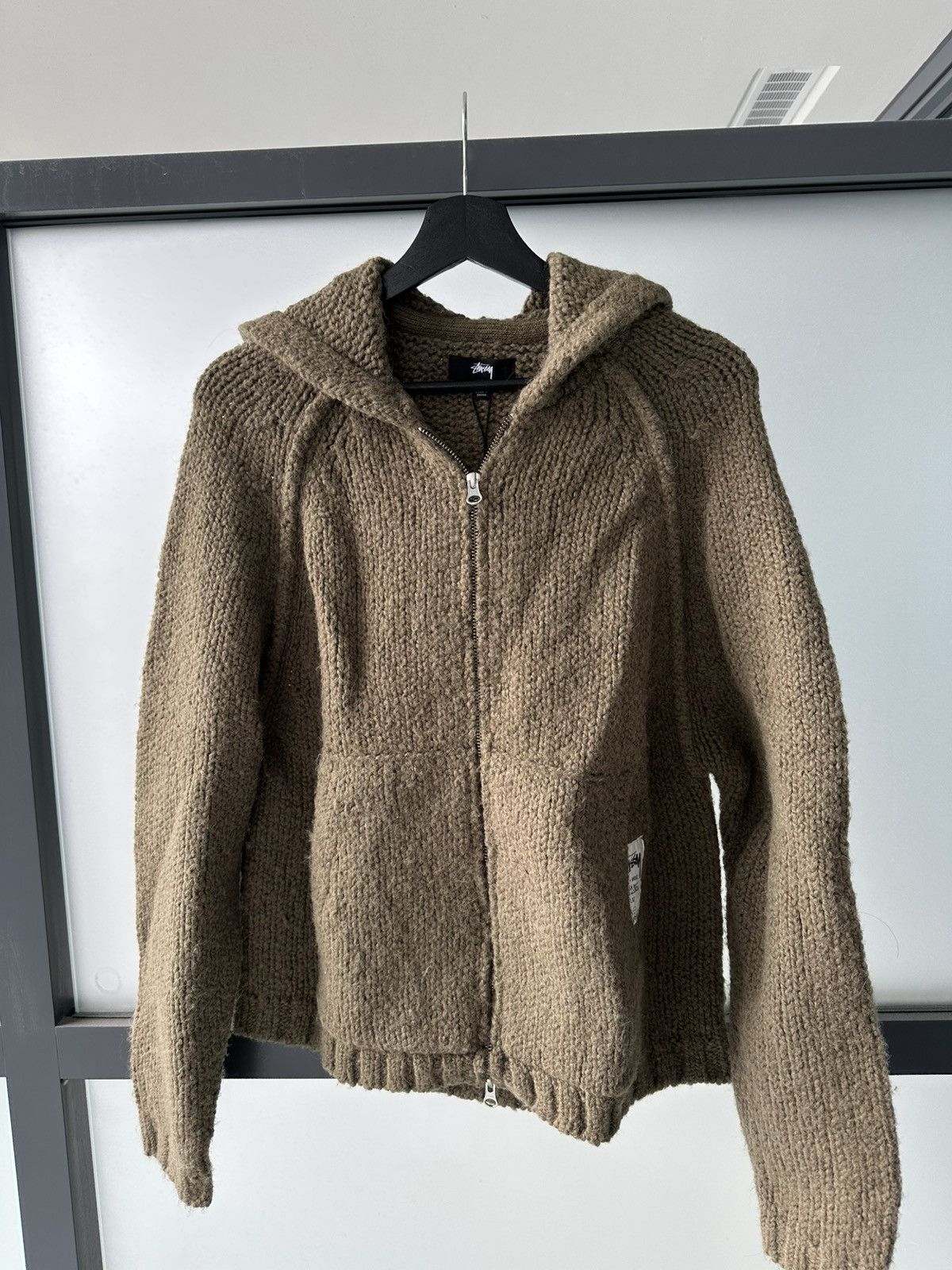 STUSSY CHUNKY SWEATER ZIP HOODIE S