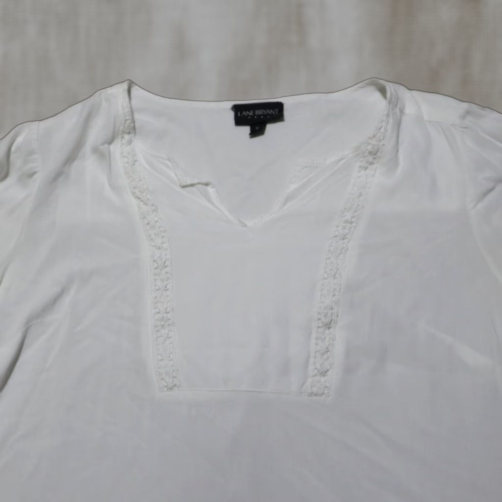 Vintage VINTAGE Lane Bryant Solid White Long Sleeve Blouse Adult Women's Size 14 Basic Mock Neck Size XL / US 12-14 / IT 48-50 - 1 Thumbnail