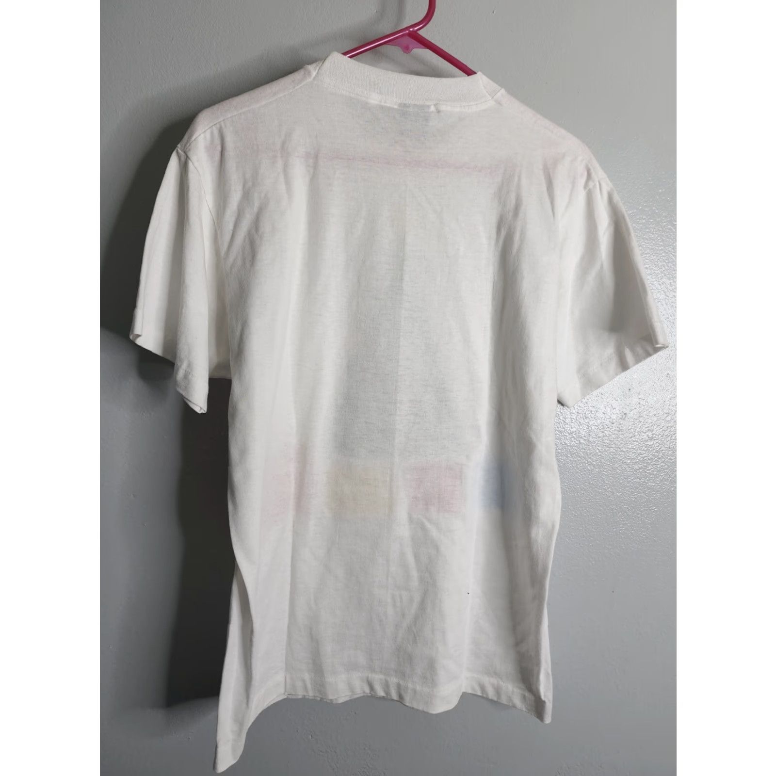 Vintage VINTAGE Screen Stars T-Shirt Mens L Christmas Tree USA Puff Paint Single Stitch Sequin White Cotton Blend Crew Neck Short Sleeve 1990s Size US L / EU 52-54 / 3 - 6 Thumbnail