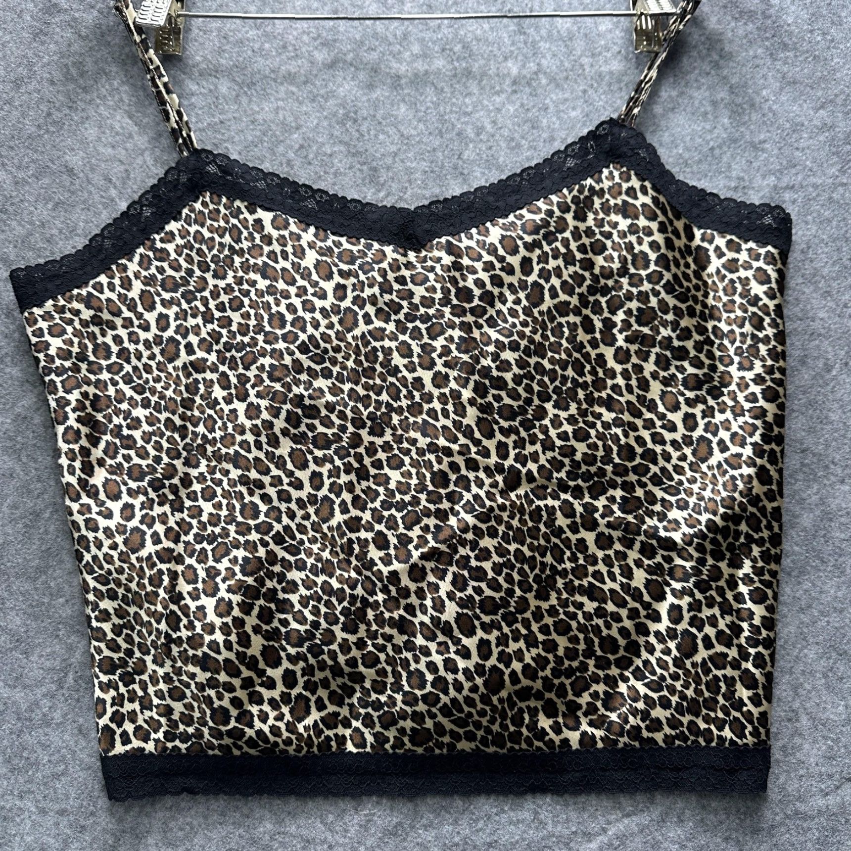 Vintage PJ Salvage Camisole Tank Top Womens XL Brown Leopard Animal Print Lace Trim y2k Size XL / US 12-14 / IT 48-50 - 6 Thumbnail