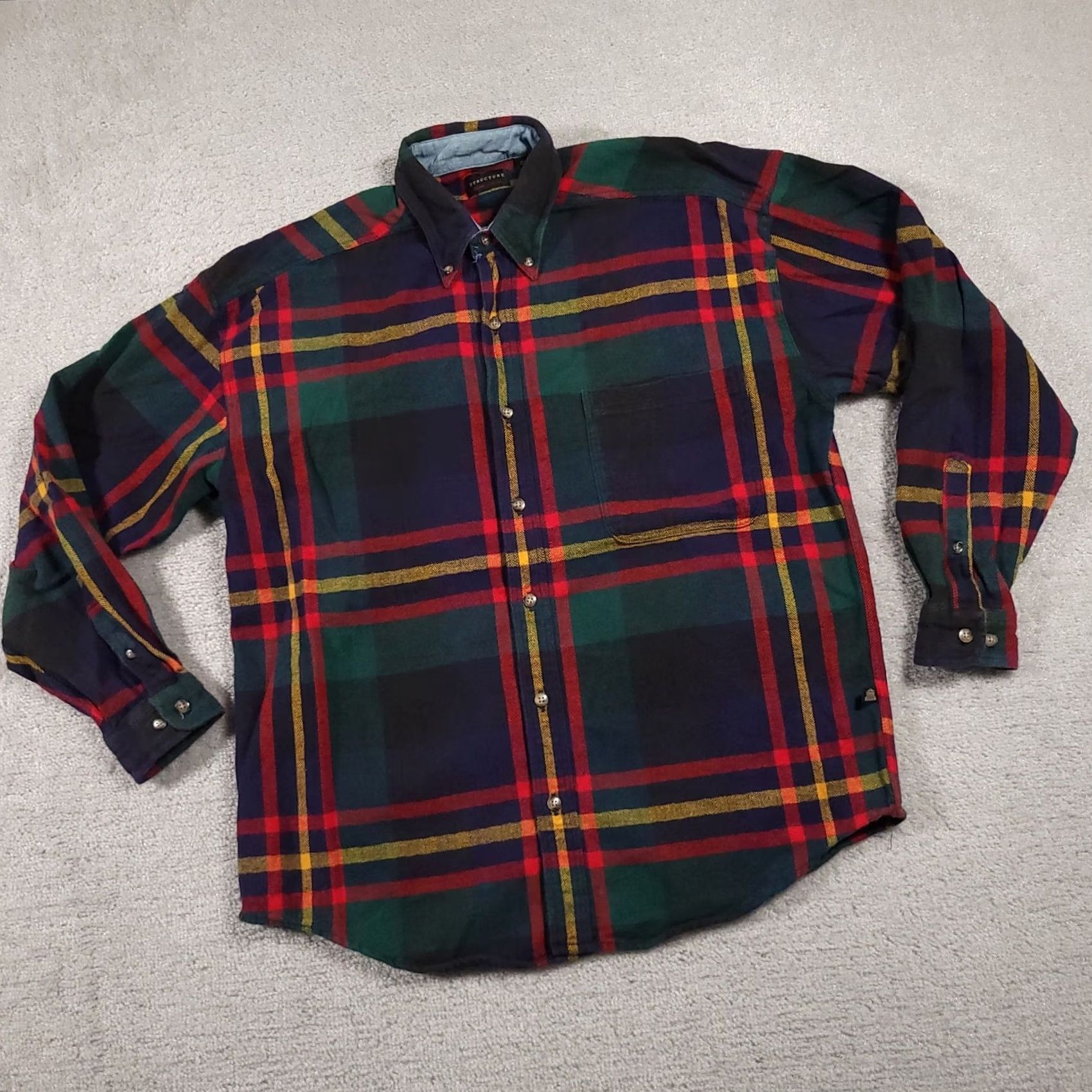 Vintage VINTAGE Structure Shirt Mens Medium Plaid Flannel Button Down 90s Size US M / EU 48-50 / 2 - 2 Thumbnail