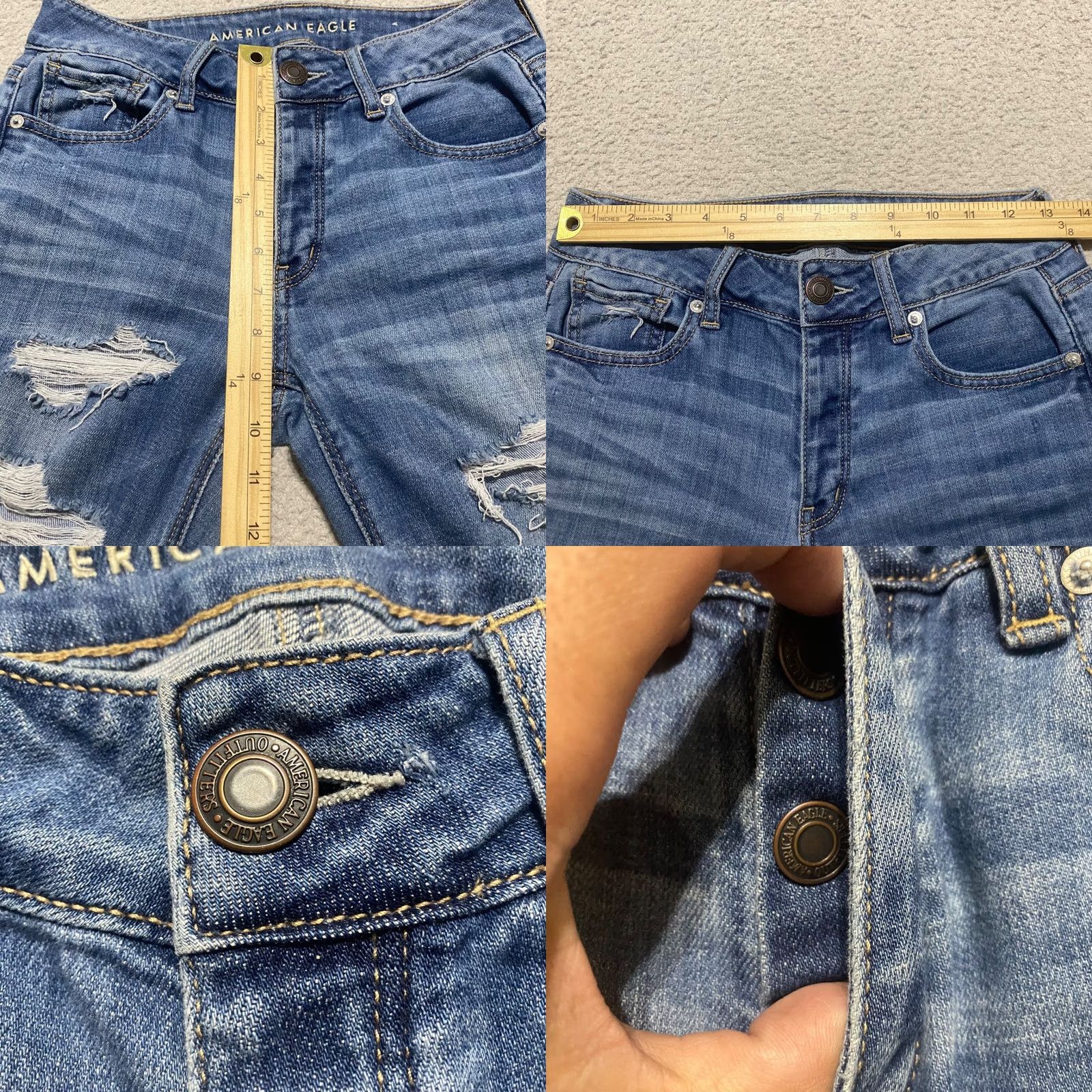 American Eagle Outfitters American Eagle Outfitters Jeans Tomgirl Womens 0 Blue Denim Distressed Stretch Tapered Medium Wash Casual Womens Jeans Size 25" / US 0 / IT 36 - 8 Thumbnail
