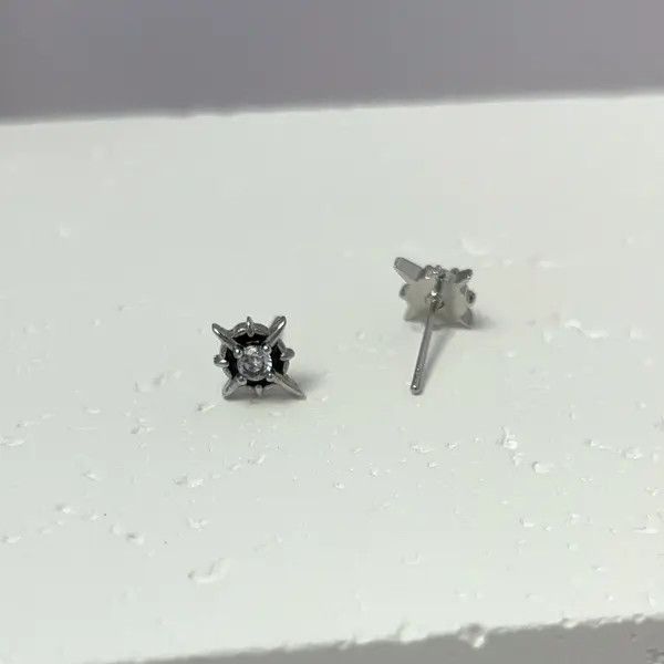 Other 925 Silver Plated CZ Star Stud Earrings for Men Women Size ONE SIZE - 7 Thumbnail