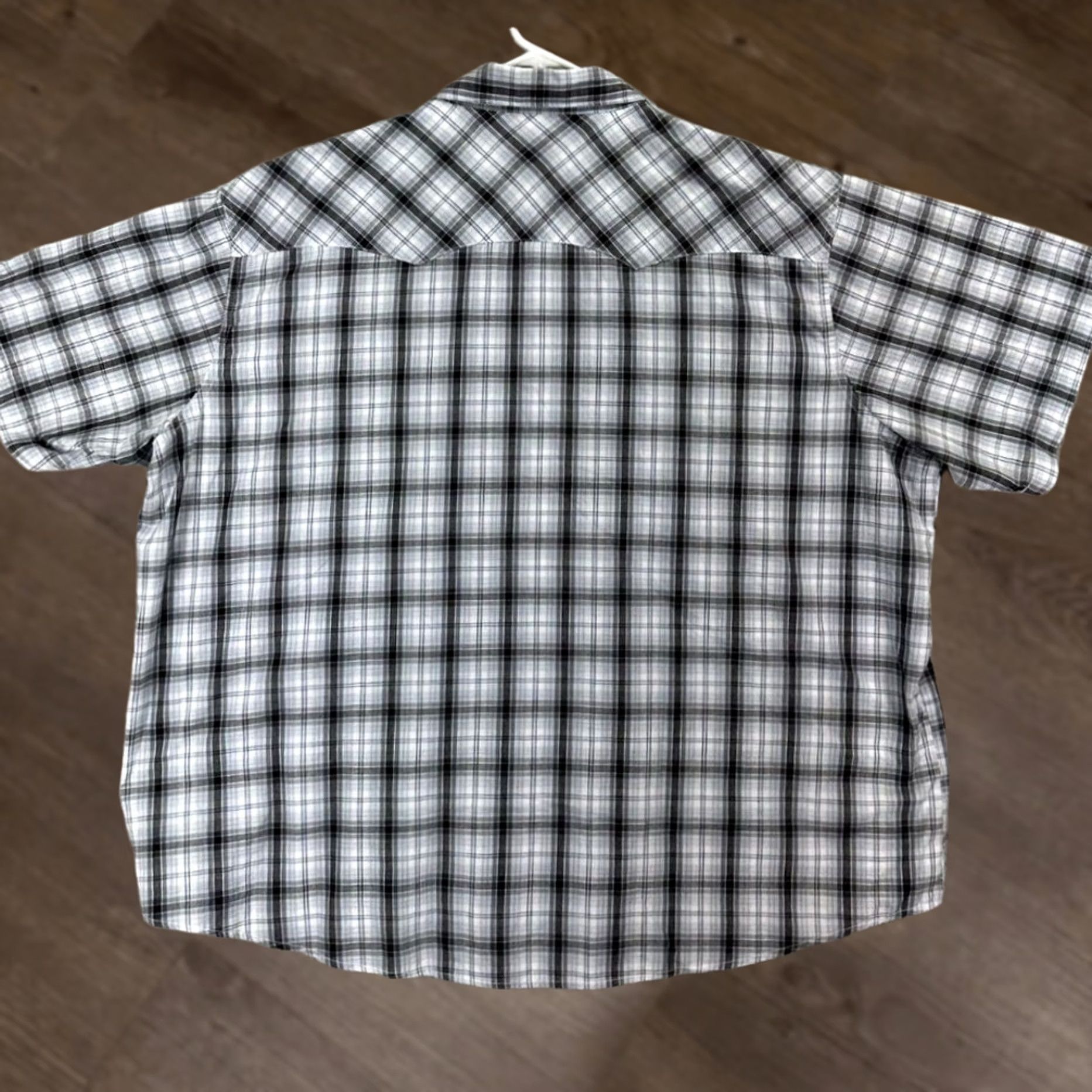 Wrangler Wrangler Wrancher Western Shirt Mens 3X Big Grey Plaid Pearl Snap Cowboy Short Sleeve Shirt Size US XXL / EU 58 / 5 - 1 Thumbnail