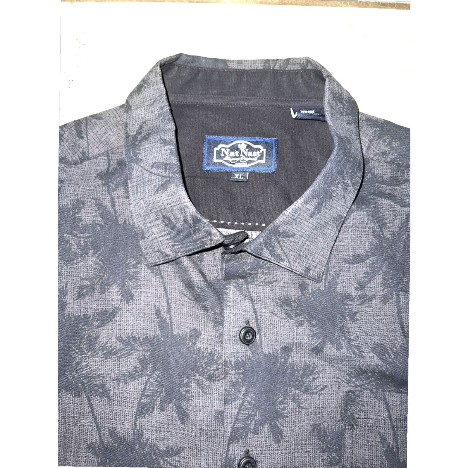 Nat Nast Nat Nast Aloha Silk Blend Short Sleeve Button-Up Shirt Mens XL Black Size US XL / EU 56 / 4 - 2 Thumbnail