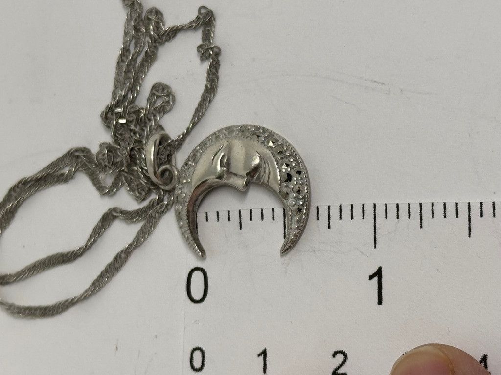 Other Boma Crescent Moon Face Sterling Silver Necklace 20" Size ONE SIZE - 3 Thumbnail