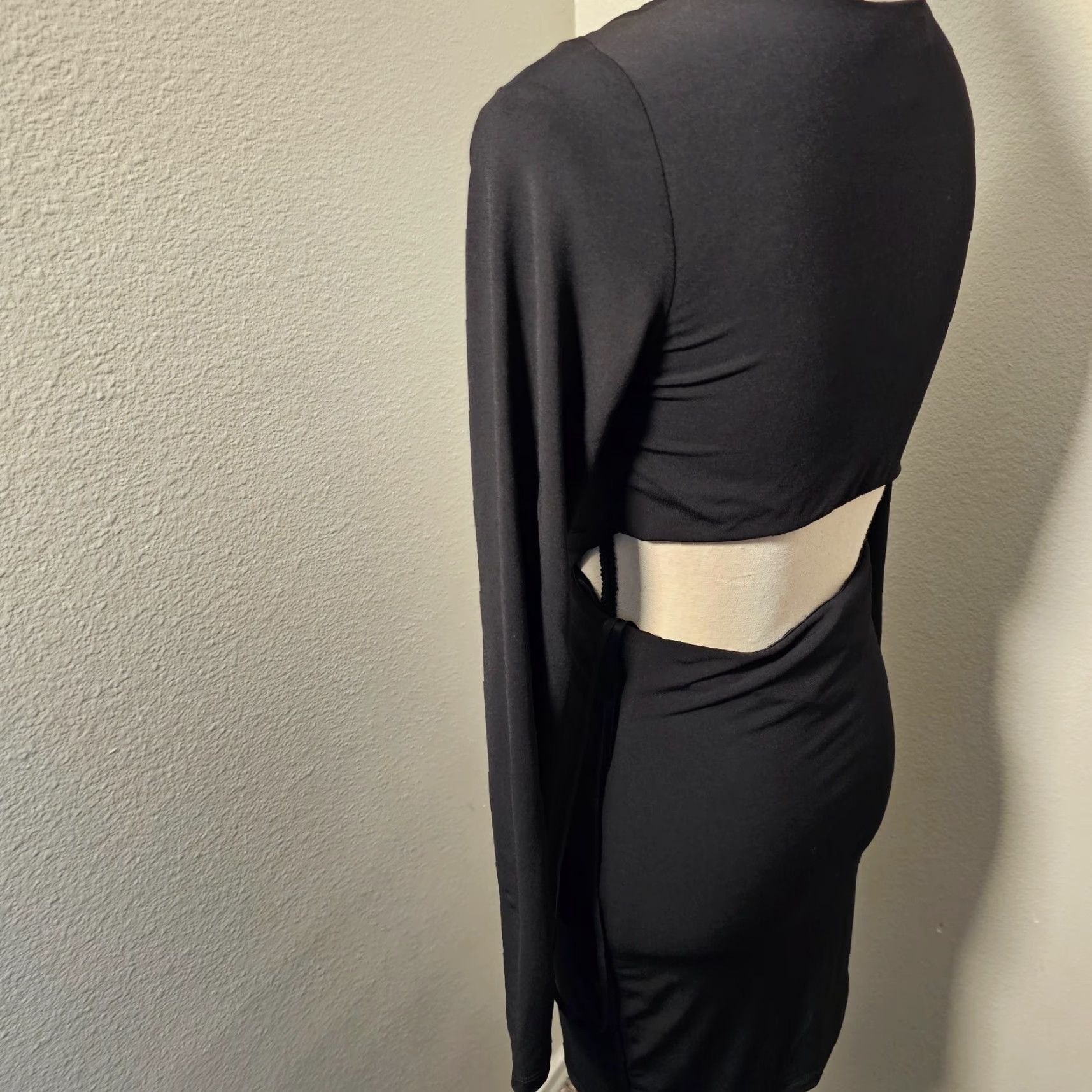 Vintage VINTAGE Arden B Women's Bodycon Dress Knit V-Neck 3/4 Sleeve Black Fall Spring Party Size M / US 6-8 / IT 42-44 - 3 Thumbnail