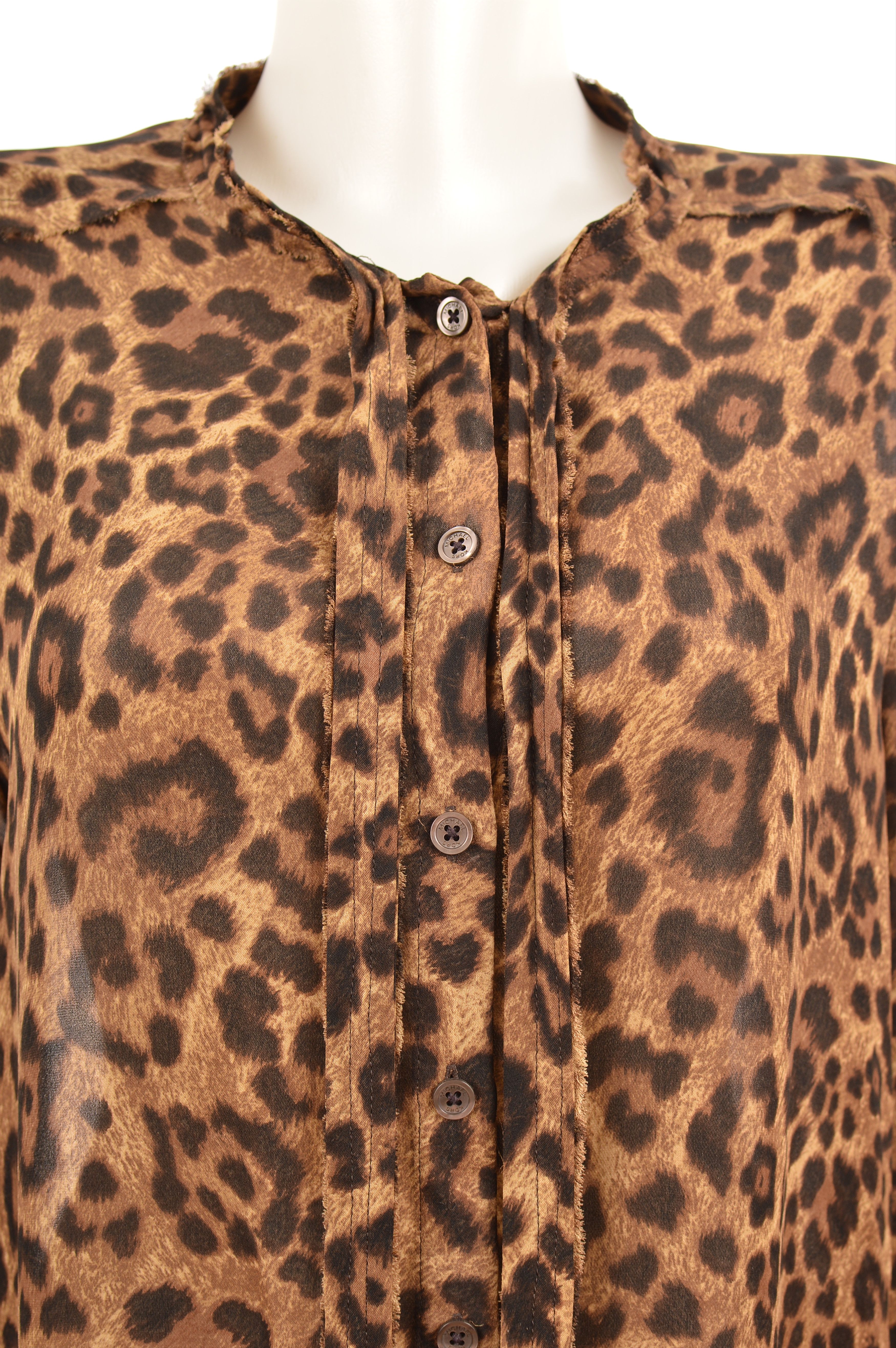 Michael Kors Michael Kors Animal Leo Leopard Print Silk Button Shirt Size L / US 10 / IT 46 - 2 Thumbnail