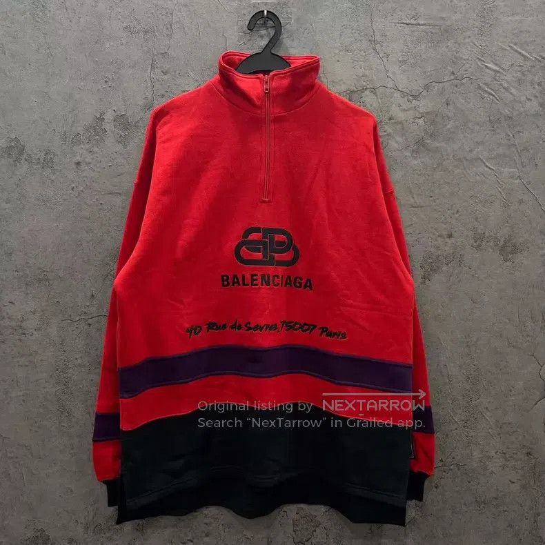 Balenciaga Balenciaga Black and Red Buckle Semi-Zip Hoodie Size US XS / EU 42 / 0 - 5 Thumbnail