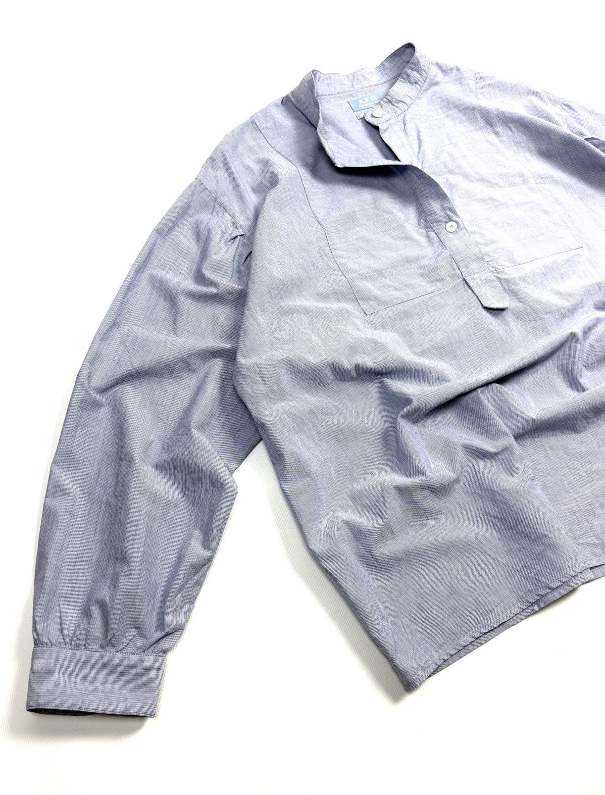 A.P.C. A.P.C. Light Blue Striped Cotton Button Up Shirt Blouse Size M / US 6-8 / IT 42-44 - 7 Thumbnail