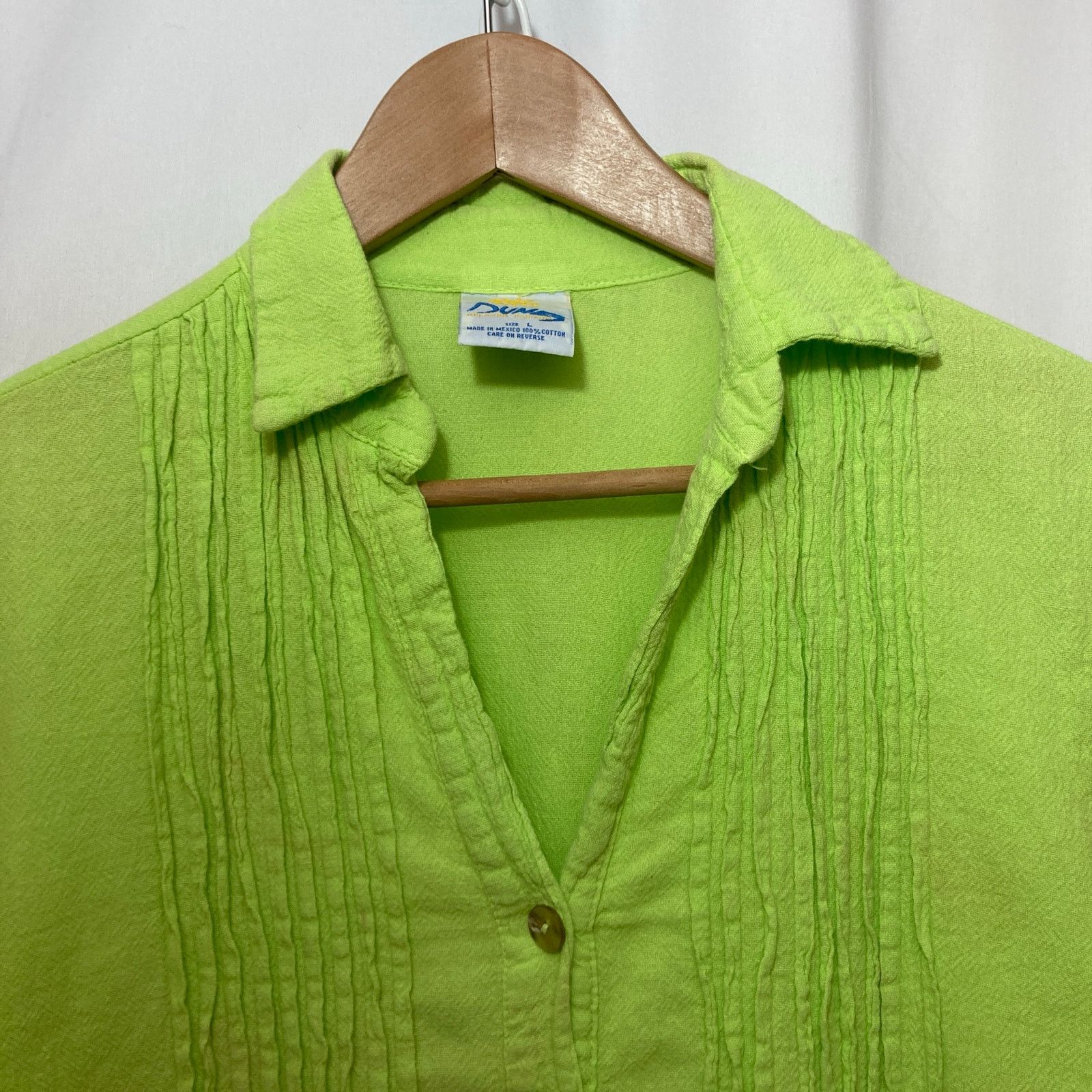 Other Dunes Lime Green Shell Button Long Shirt Textured Blouse Top Size L / US 10 / IT 46 - 3 Thumbnail