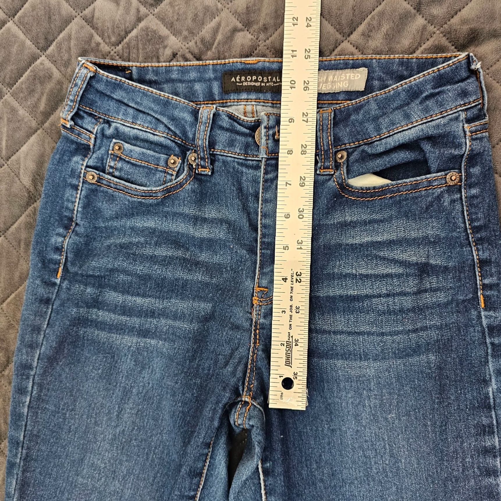 Vintage Aéropostale Women's High Waisted Jegging Size 0 Blue Stretch Regular Wash Size 25" / US 0 / IT 36 - 6 Thumbnail