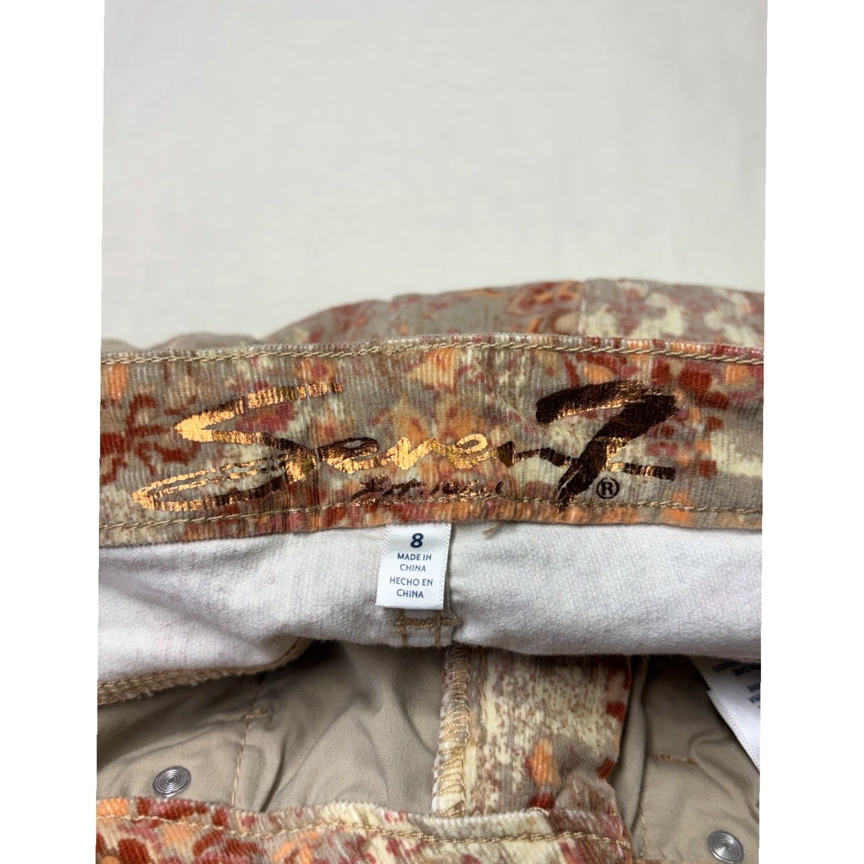 Vintage VINTAGE Seven7 Seven 7 Ultra High Rise Skinny Corduroy Pants Toile Flower Latte Floral W30 L28 Women Regular Size 28" / US 6 / IT 42 - 5 Thumbnail
